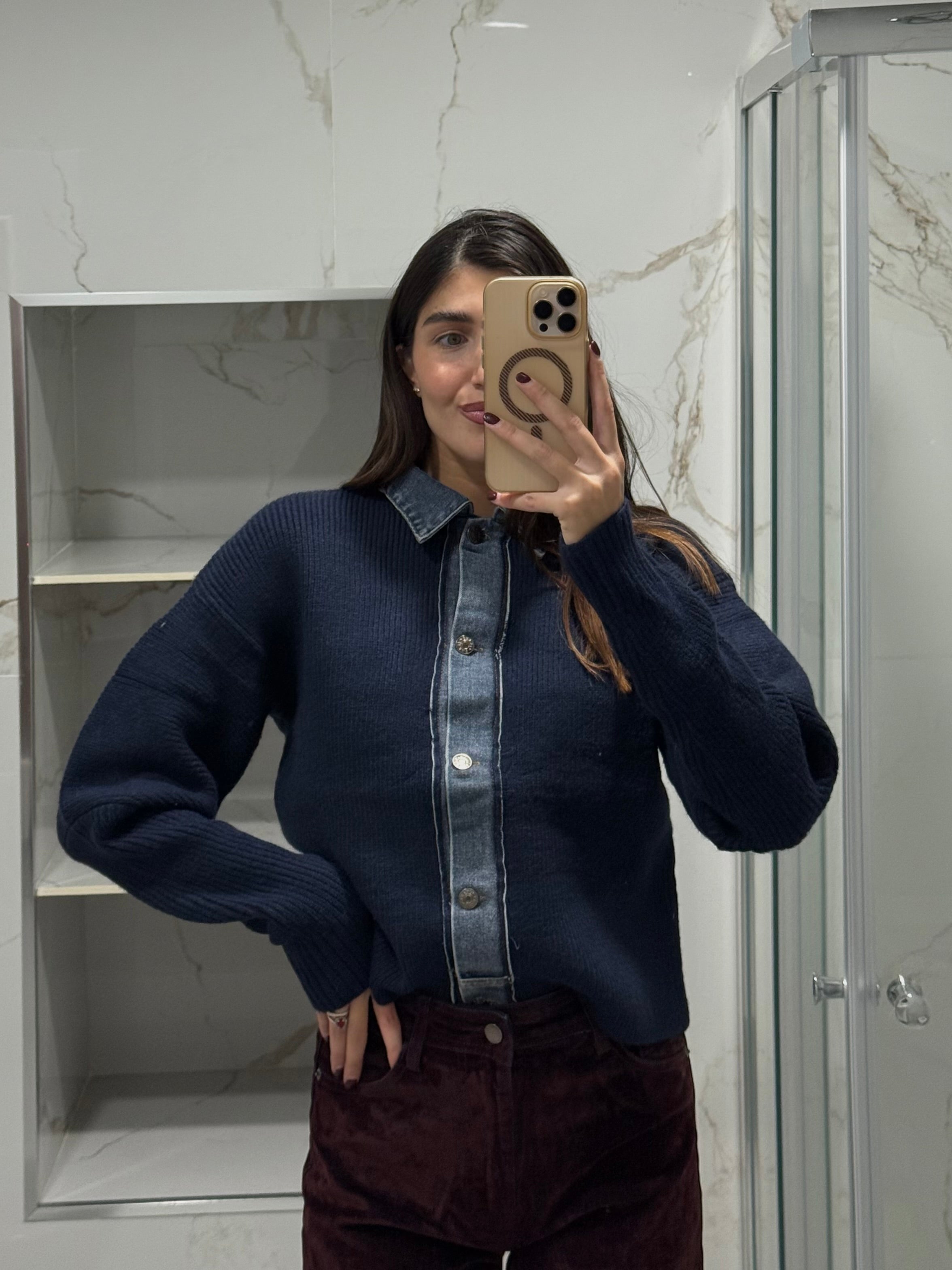 Pull inserti camicia blu