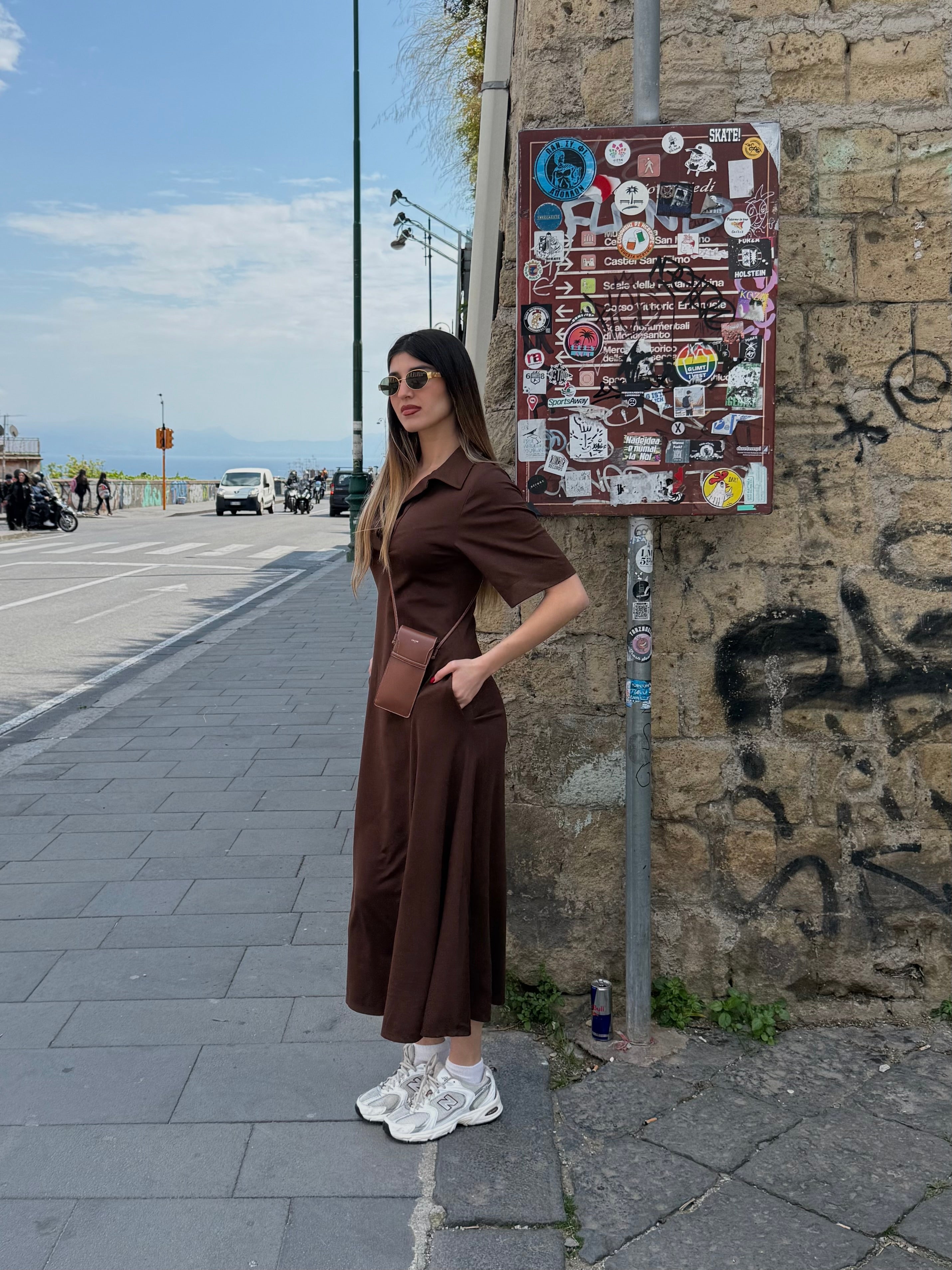 Dress maxi polo marrone - LadyB Shop Online