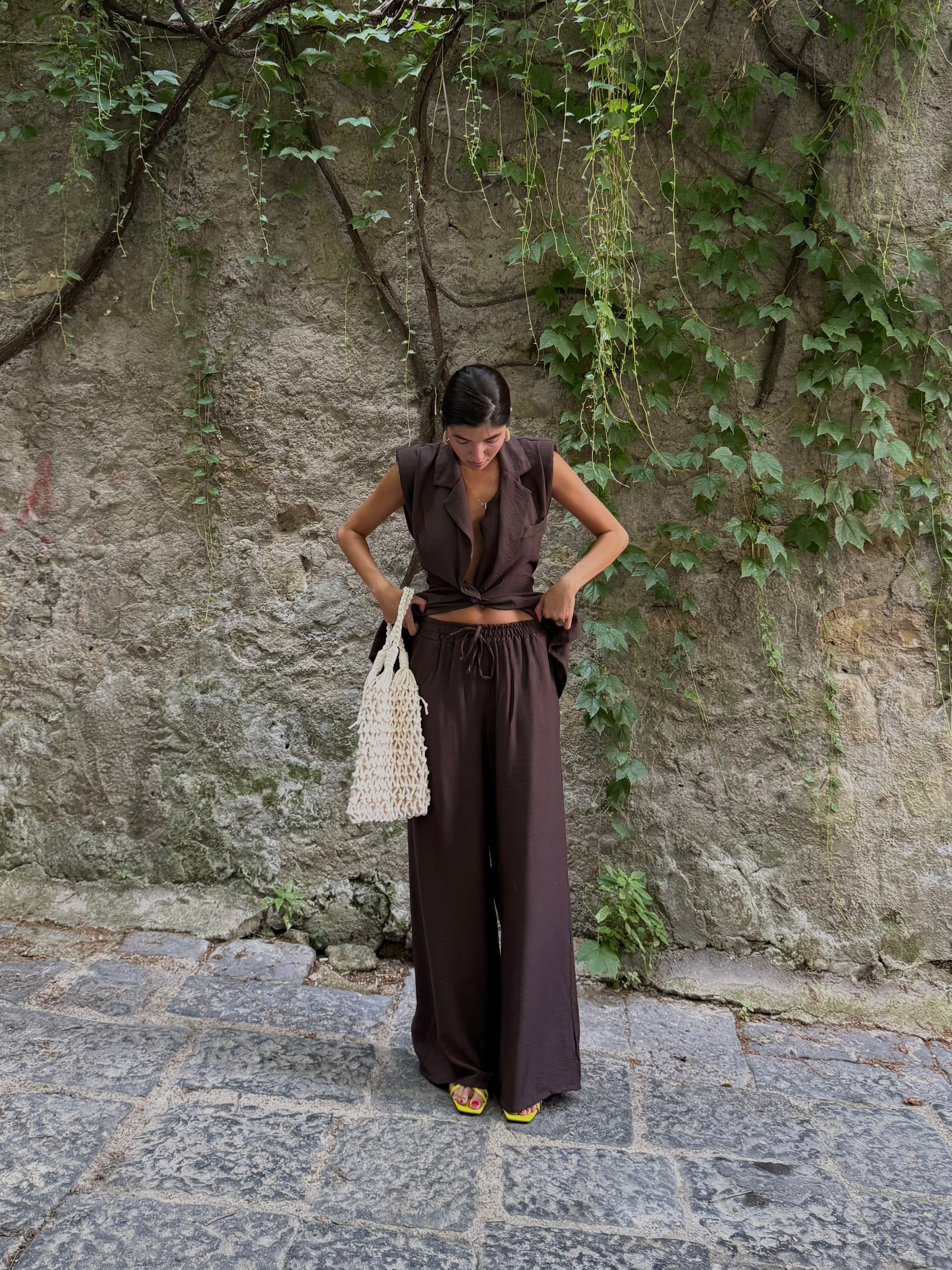 Completo con gilet in viscosa