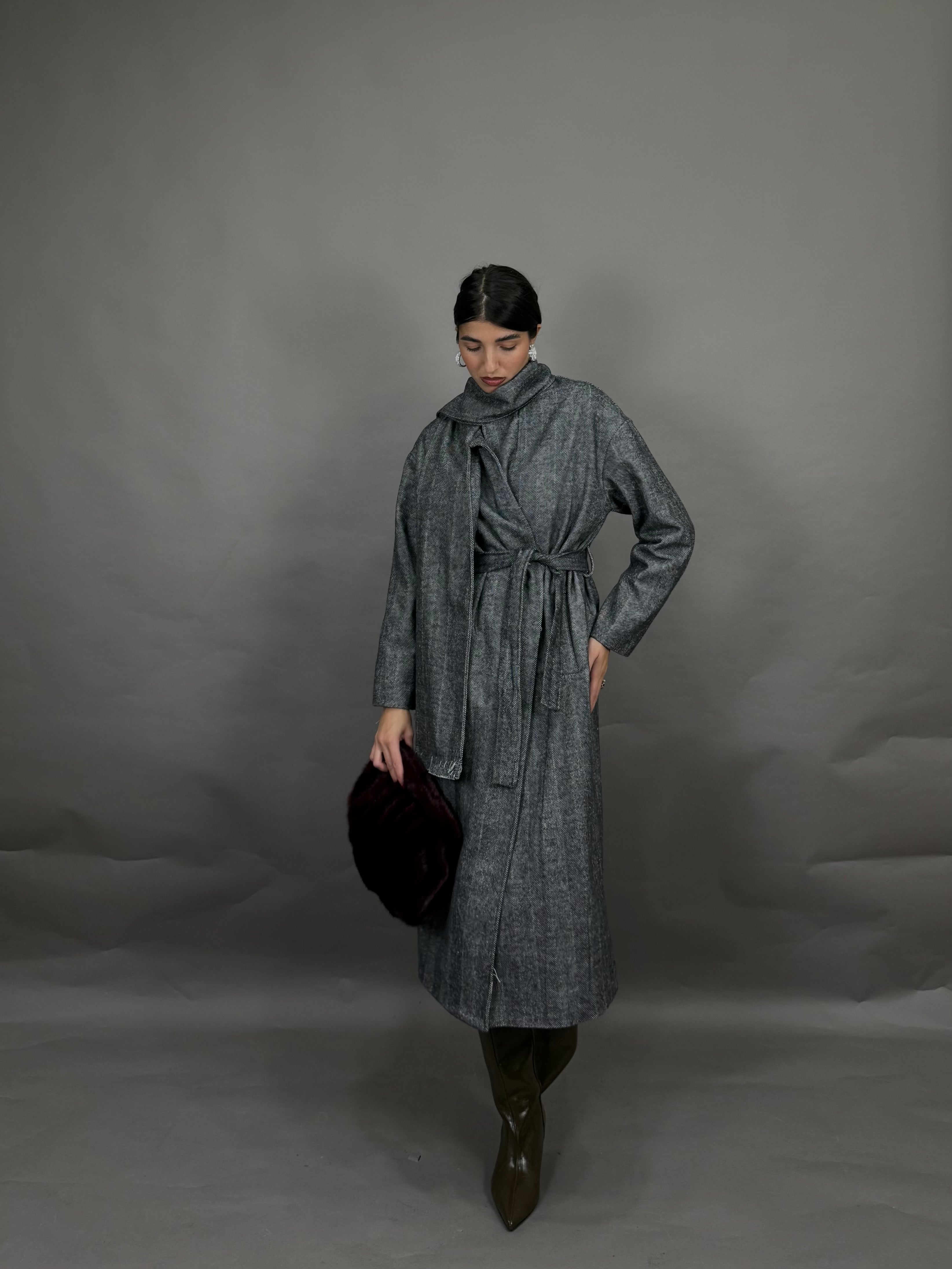 Cappotto sciarpa nero