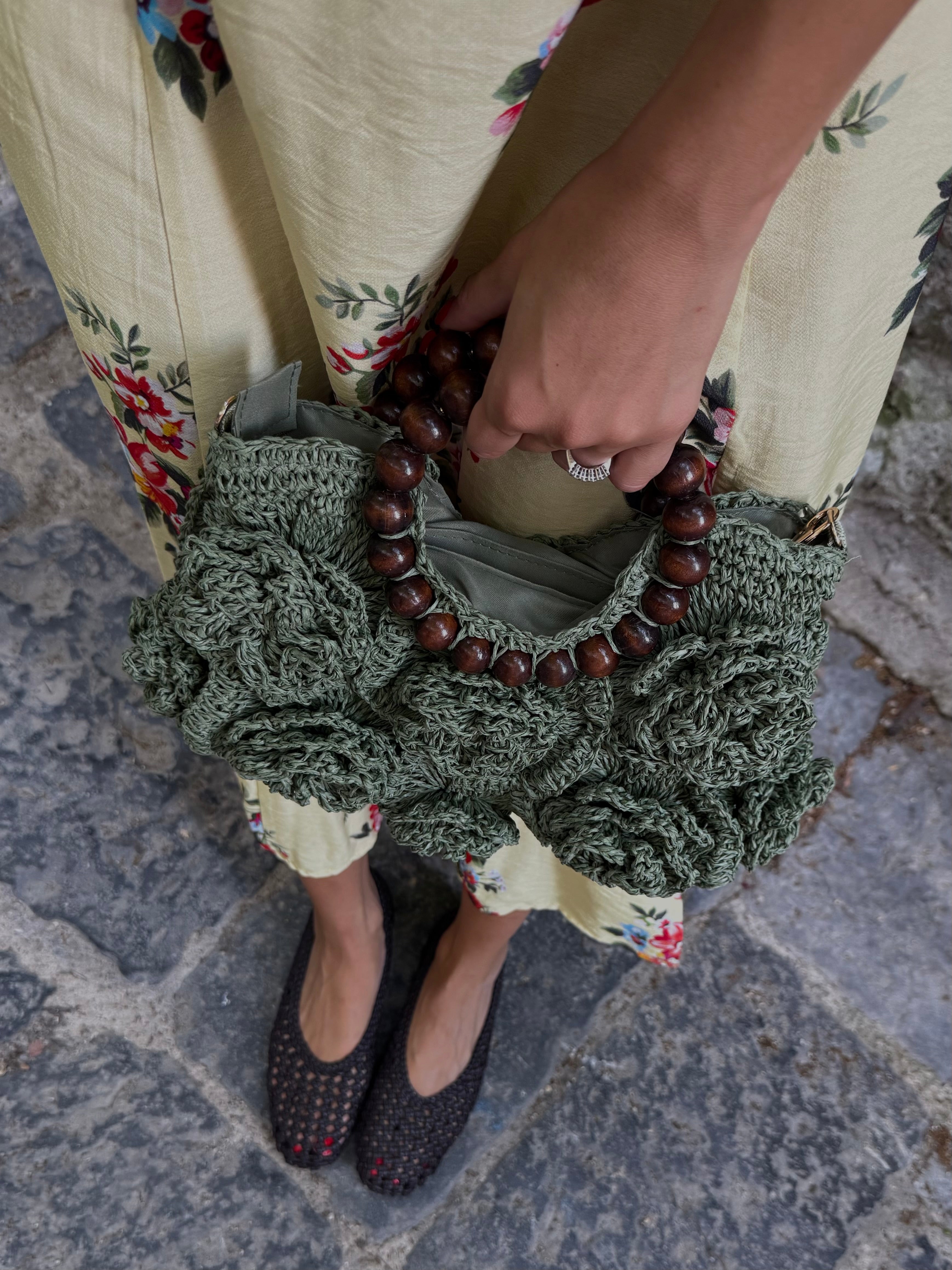 Borsa in paglia fiore