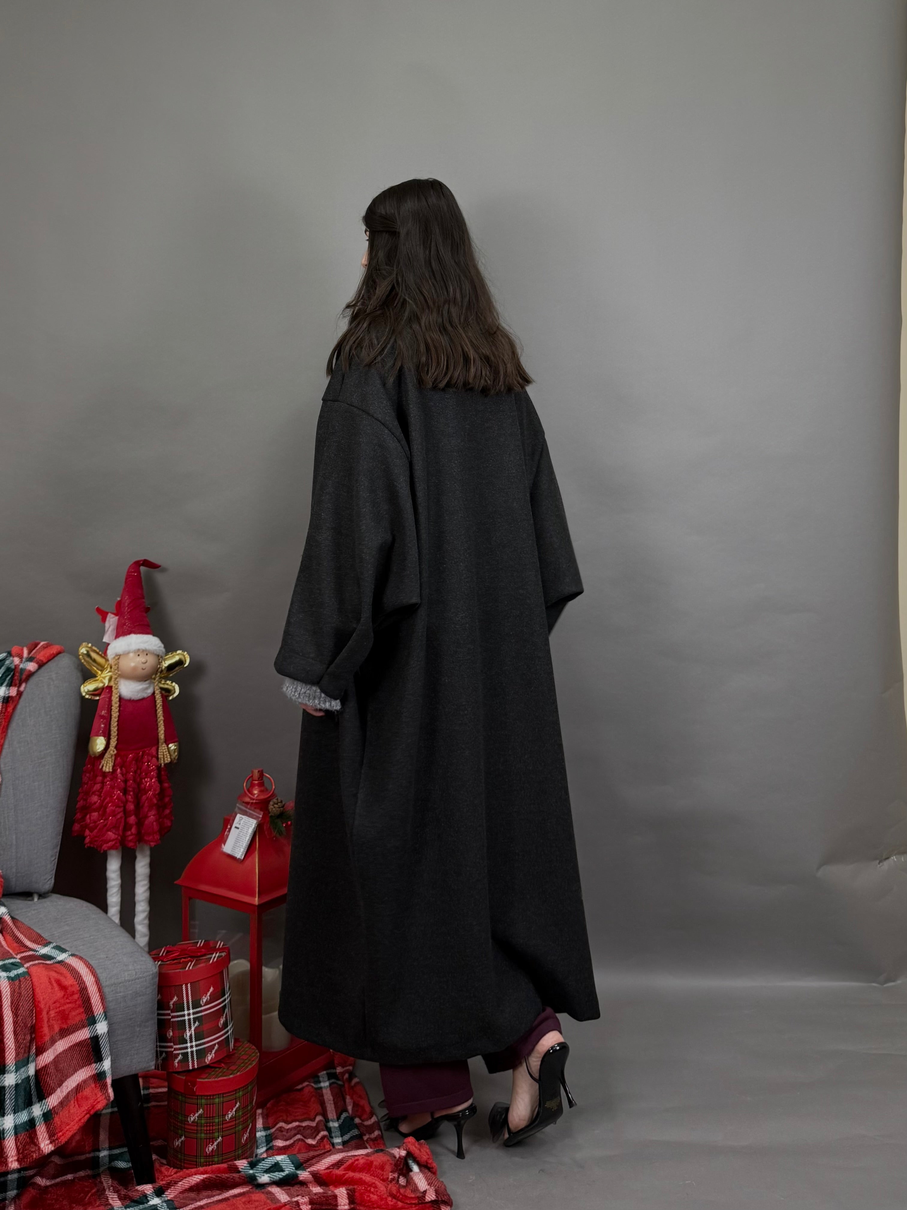 Maxi cappotto 100% misto lana