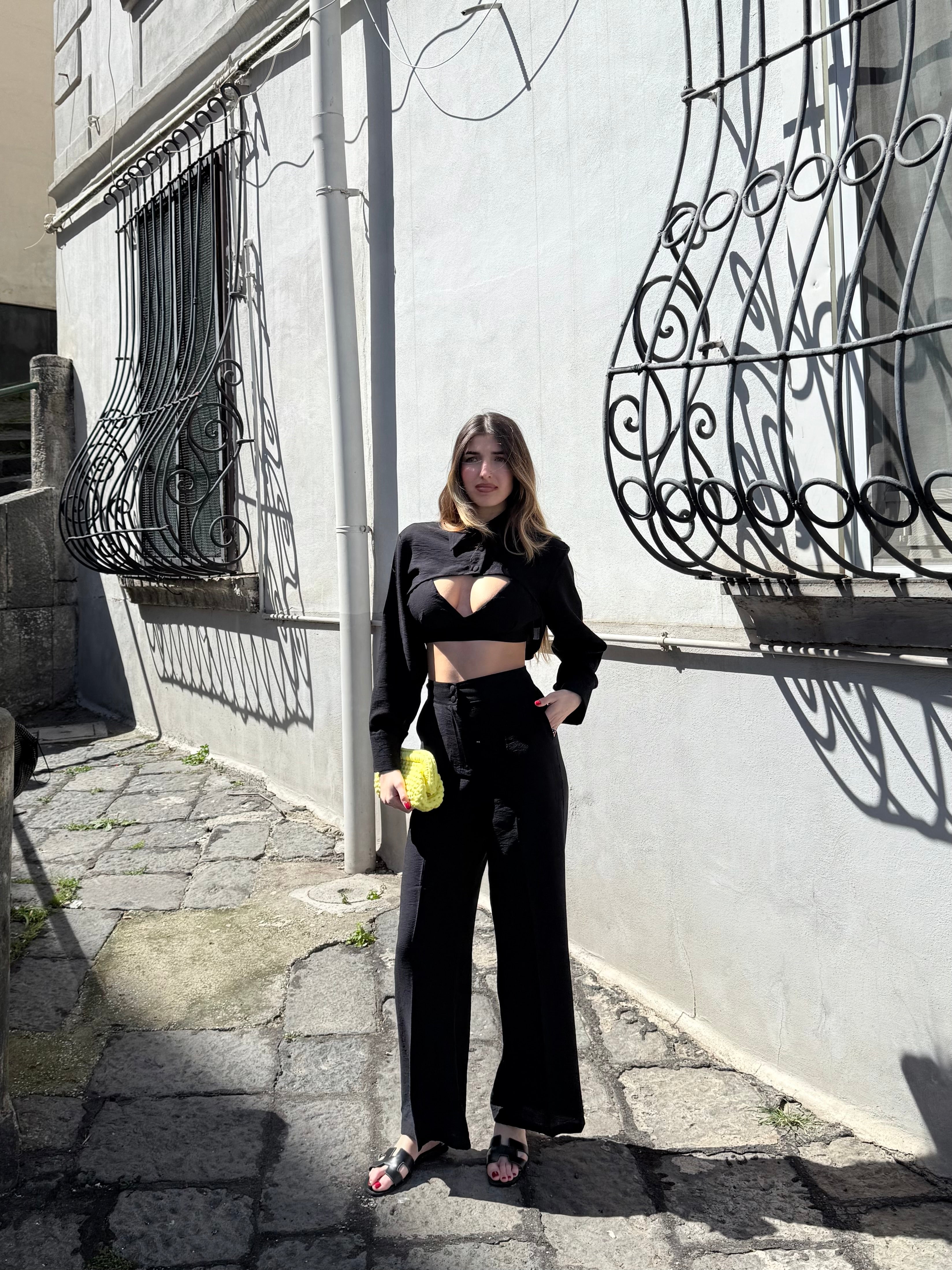 Coordinato misto lino nero - LadyB Shop Online