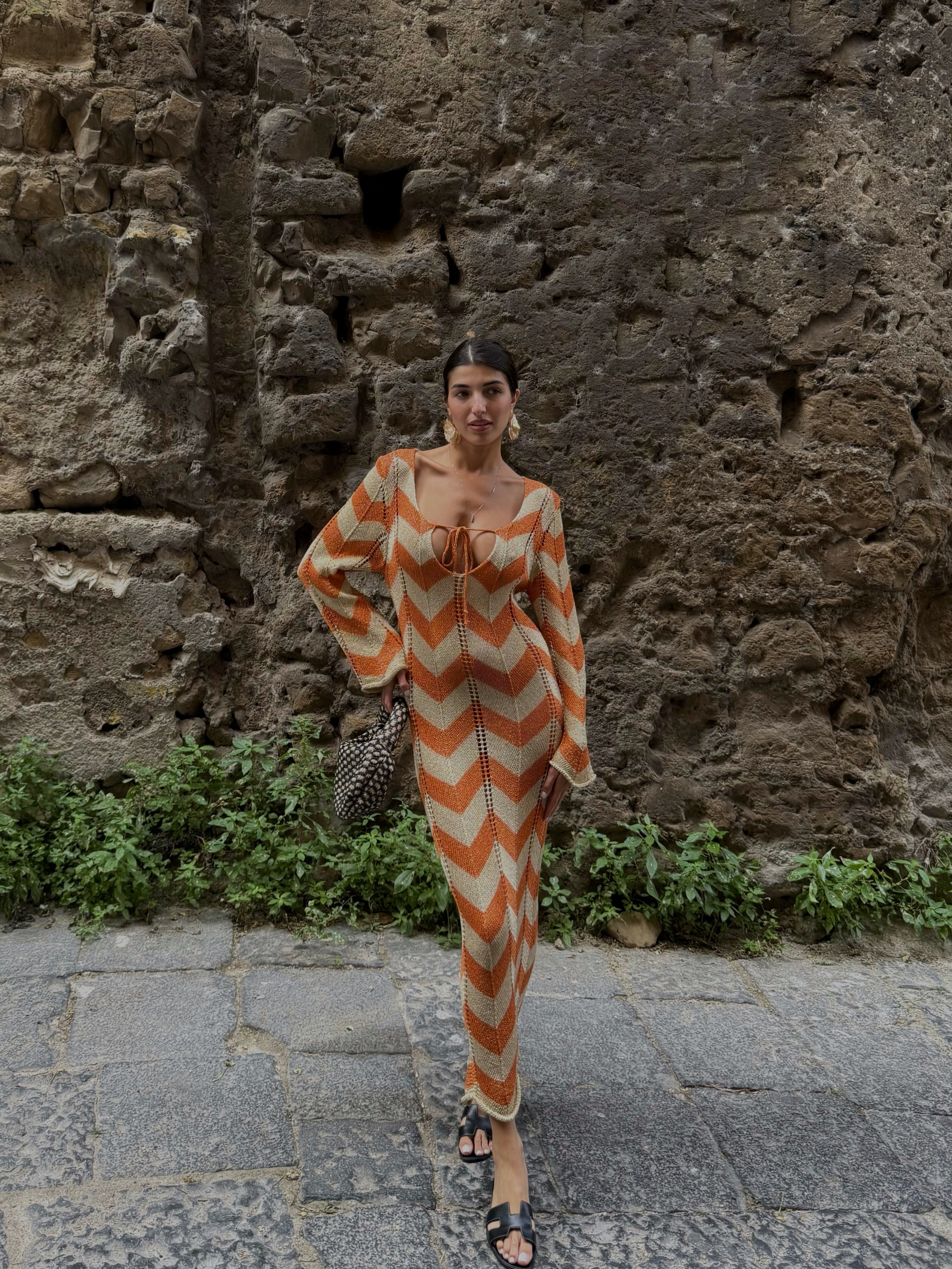 Dress Creta arancione - LadyB Shop Online