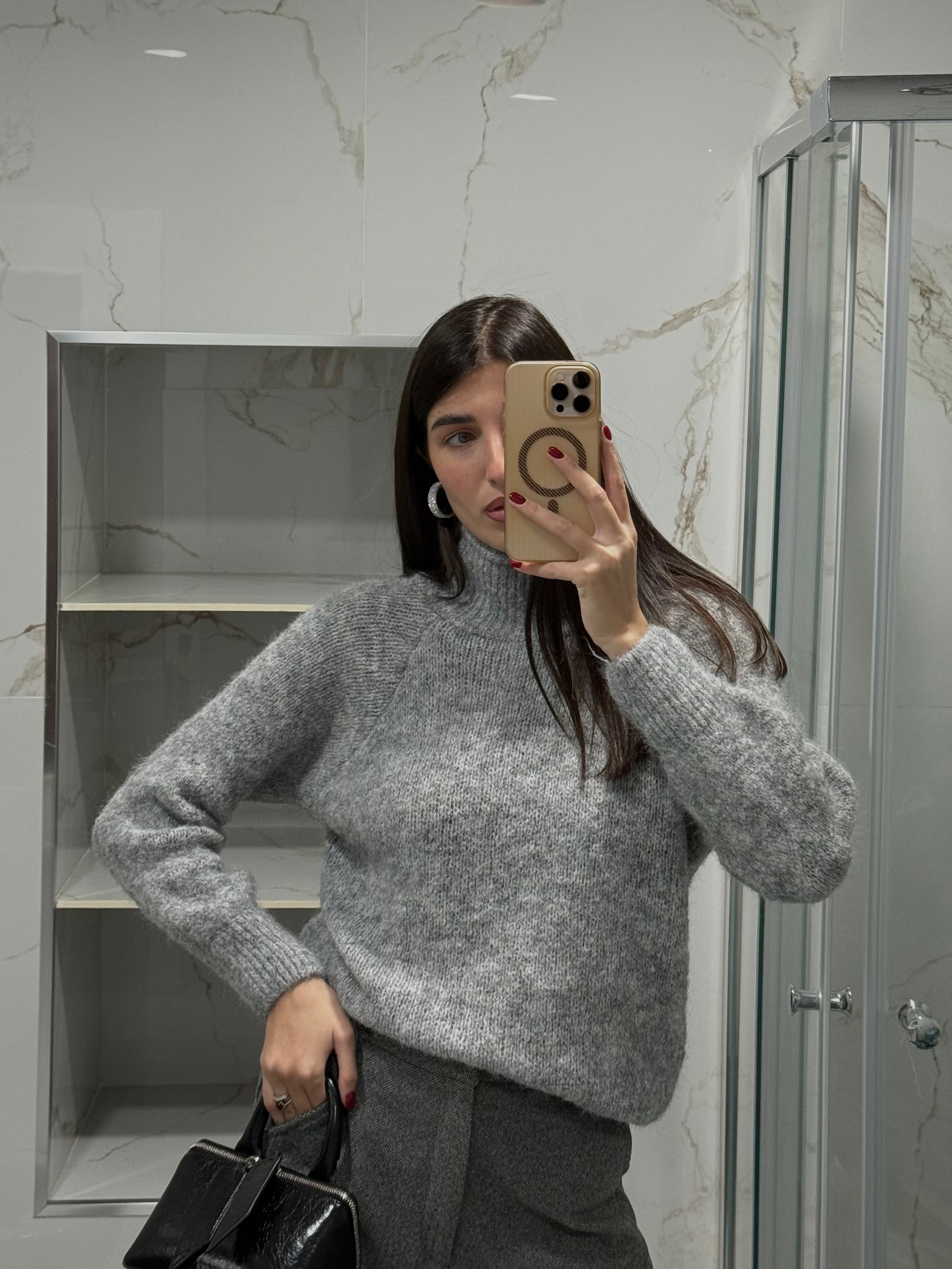 Maglione misto lana grigio