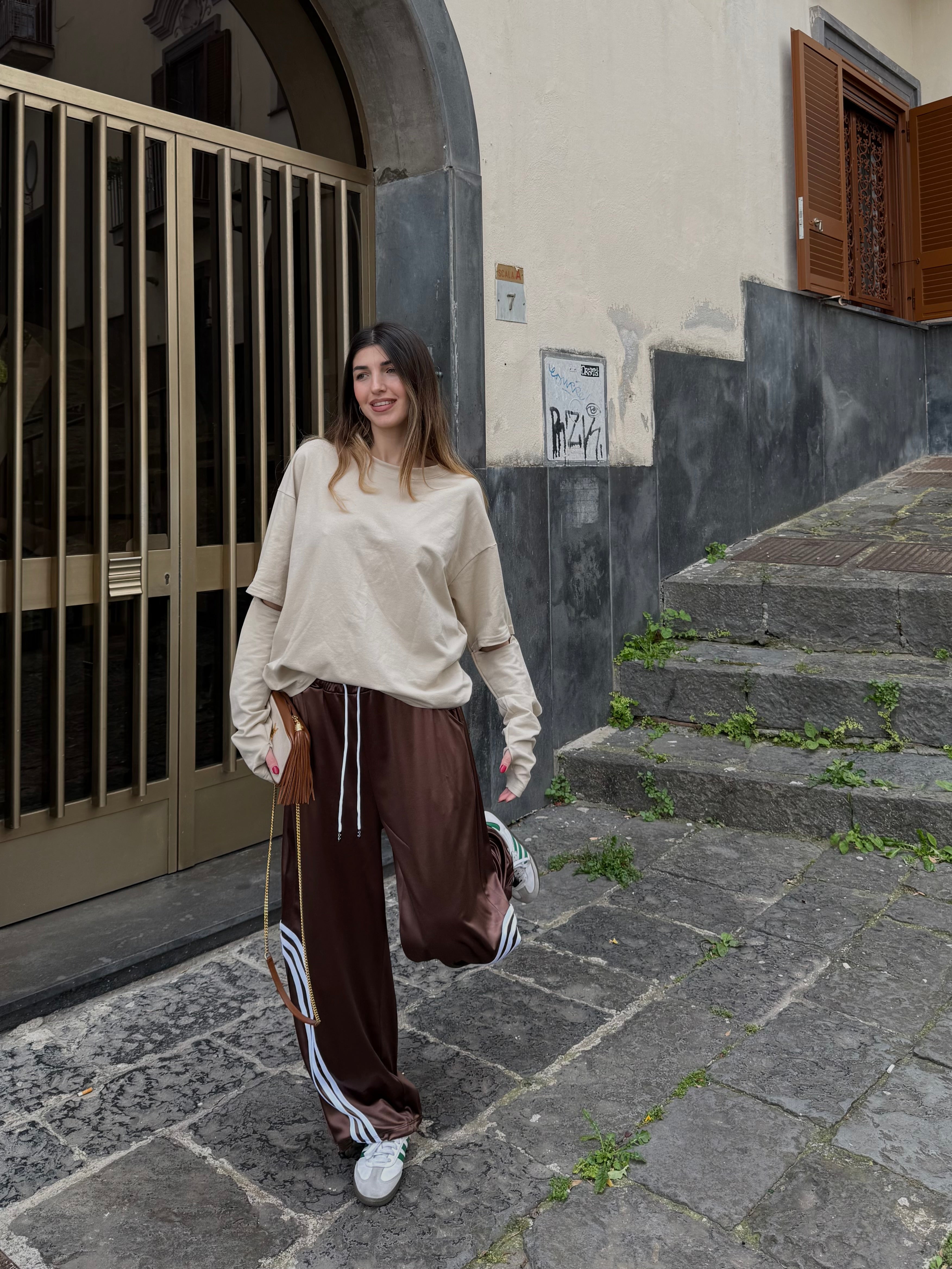 T-shirt manicotti beige - LadyB Shop Online