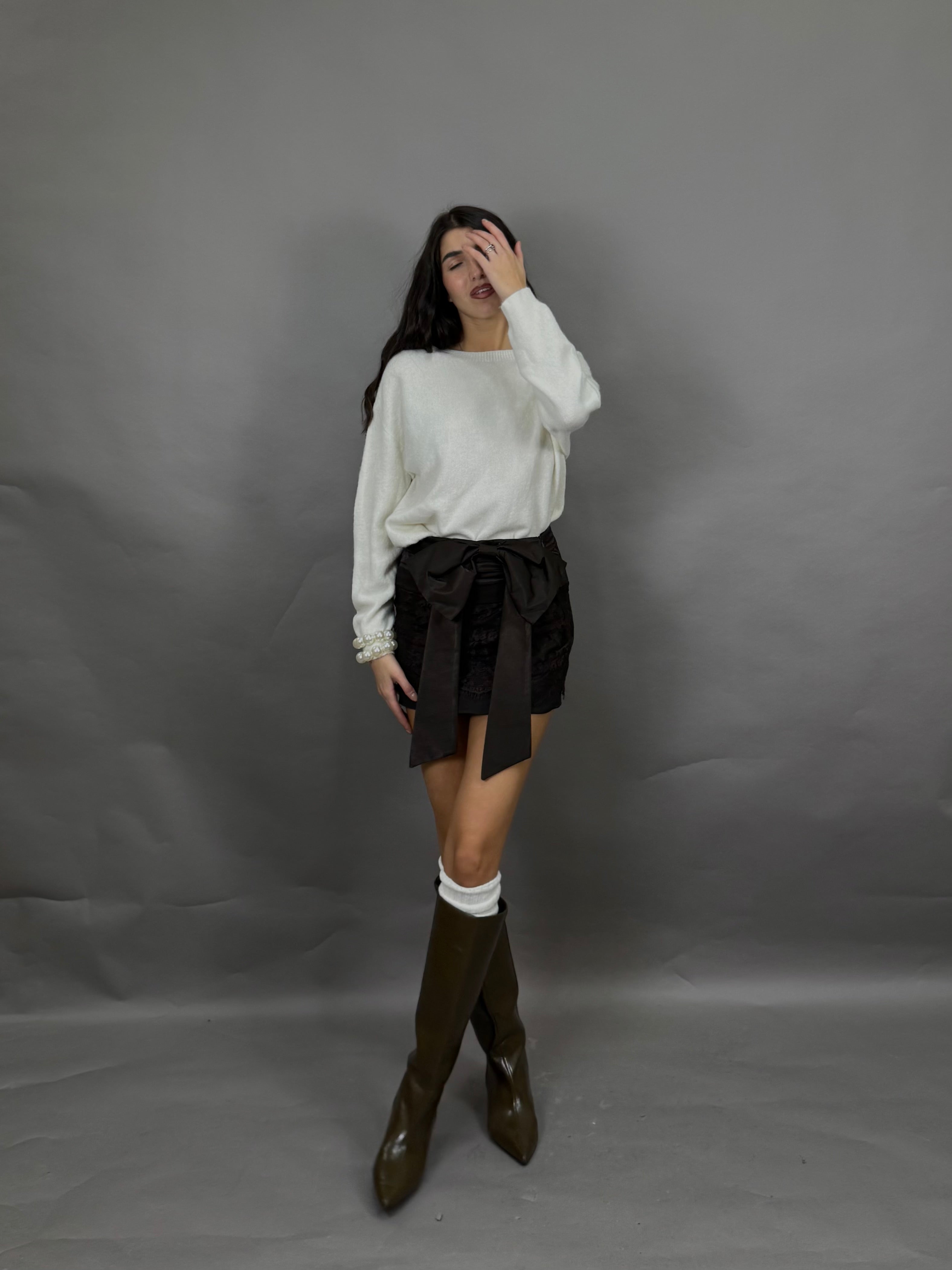 Gonna lumina fiocco marrone