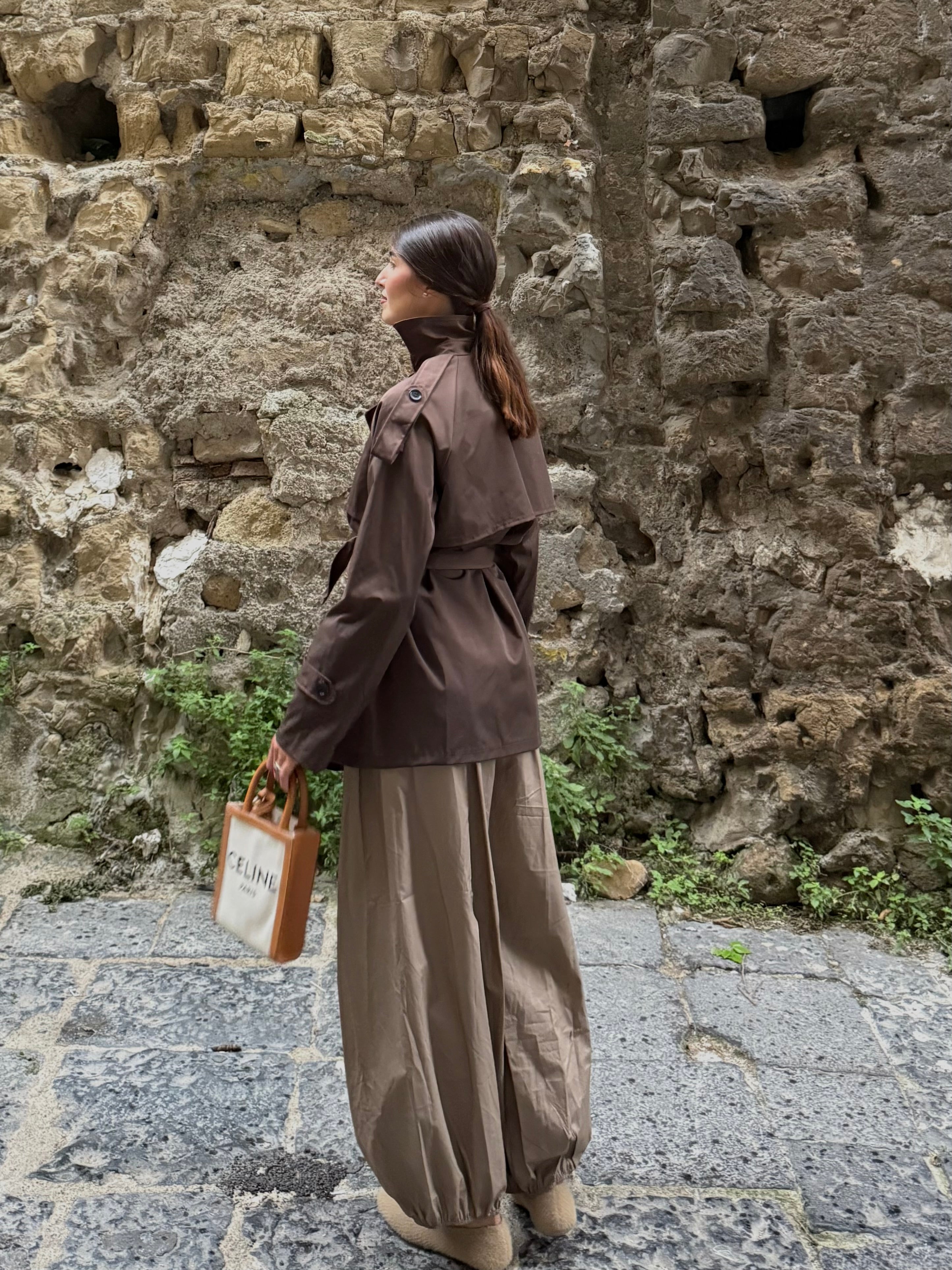 Pantalone in cotone cammello