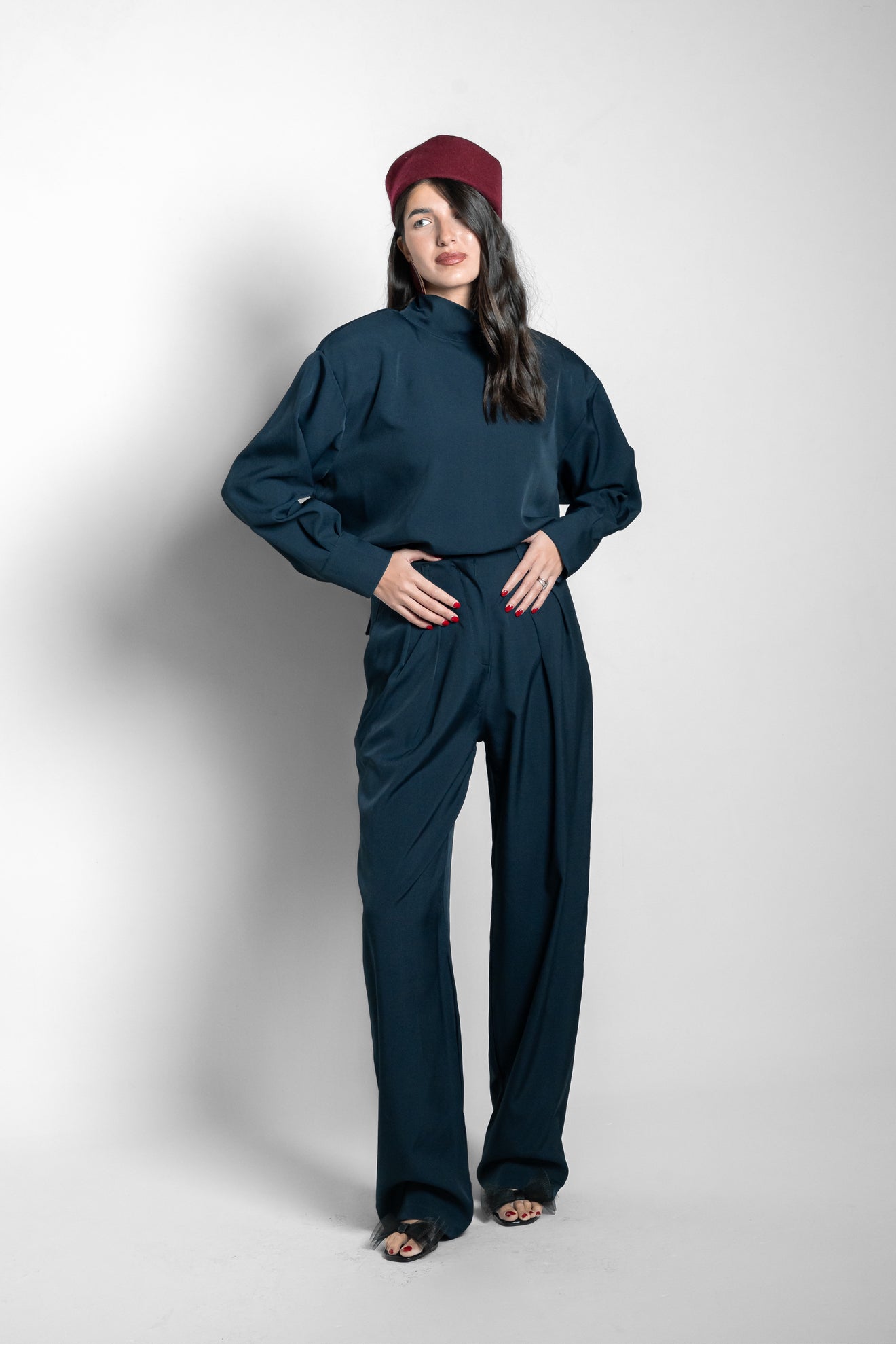 Pantalone taglio sartoriale blu