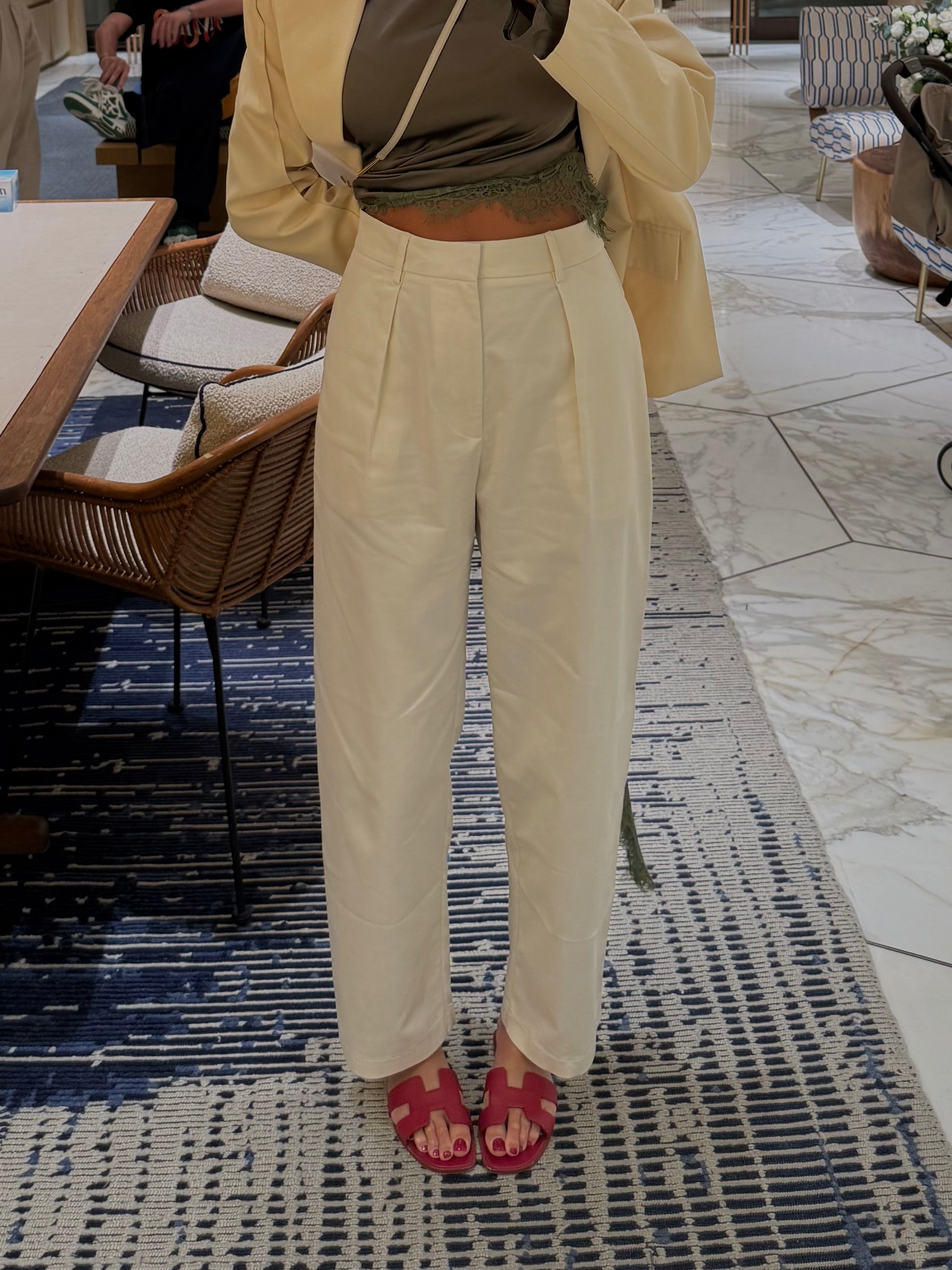 Pantalone classico panna