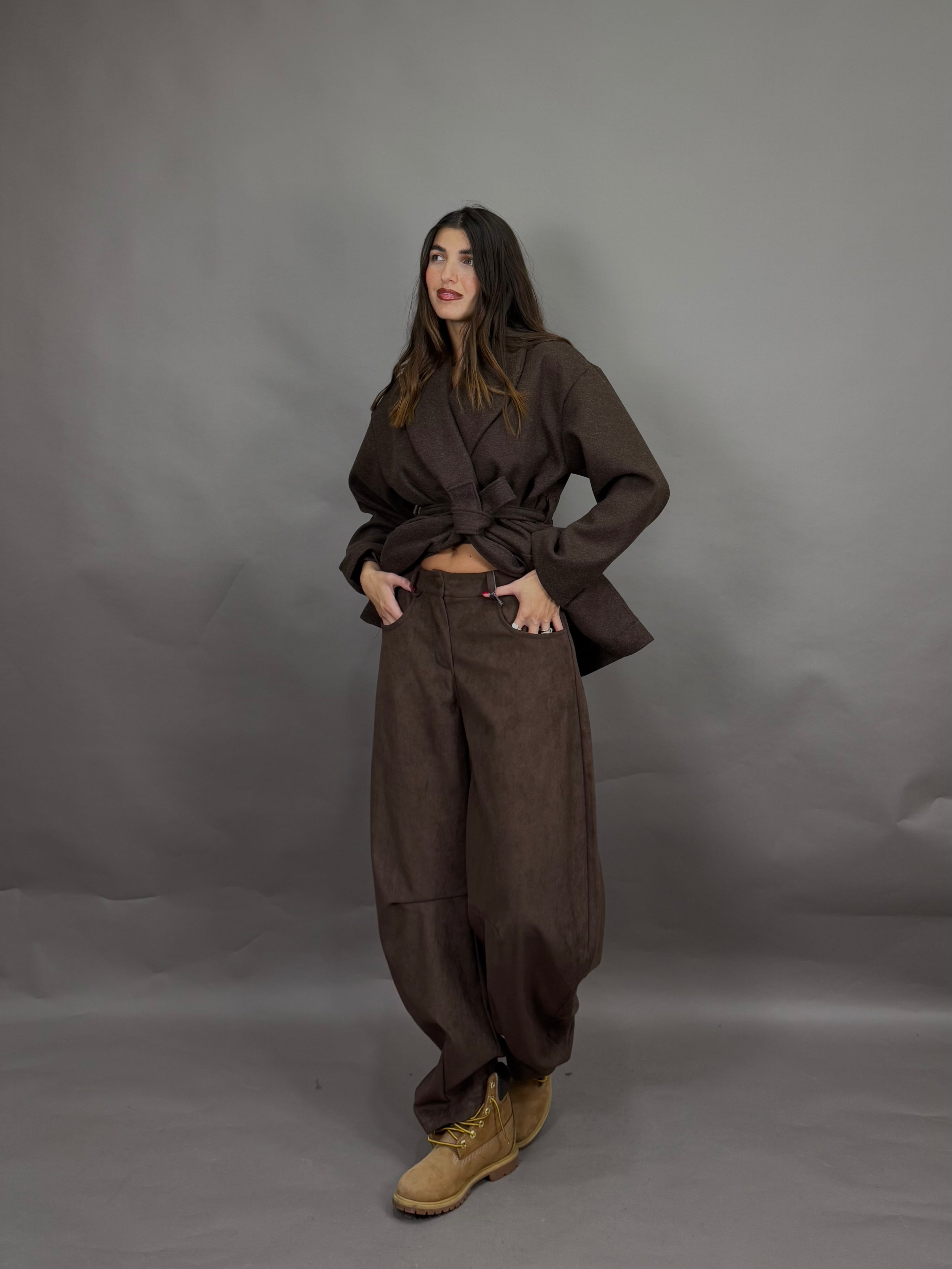 Pantalone scamosciato marrone