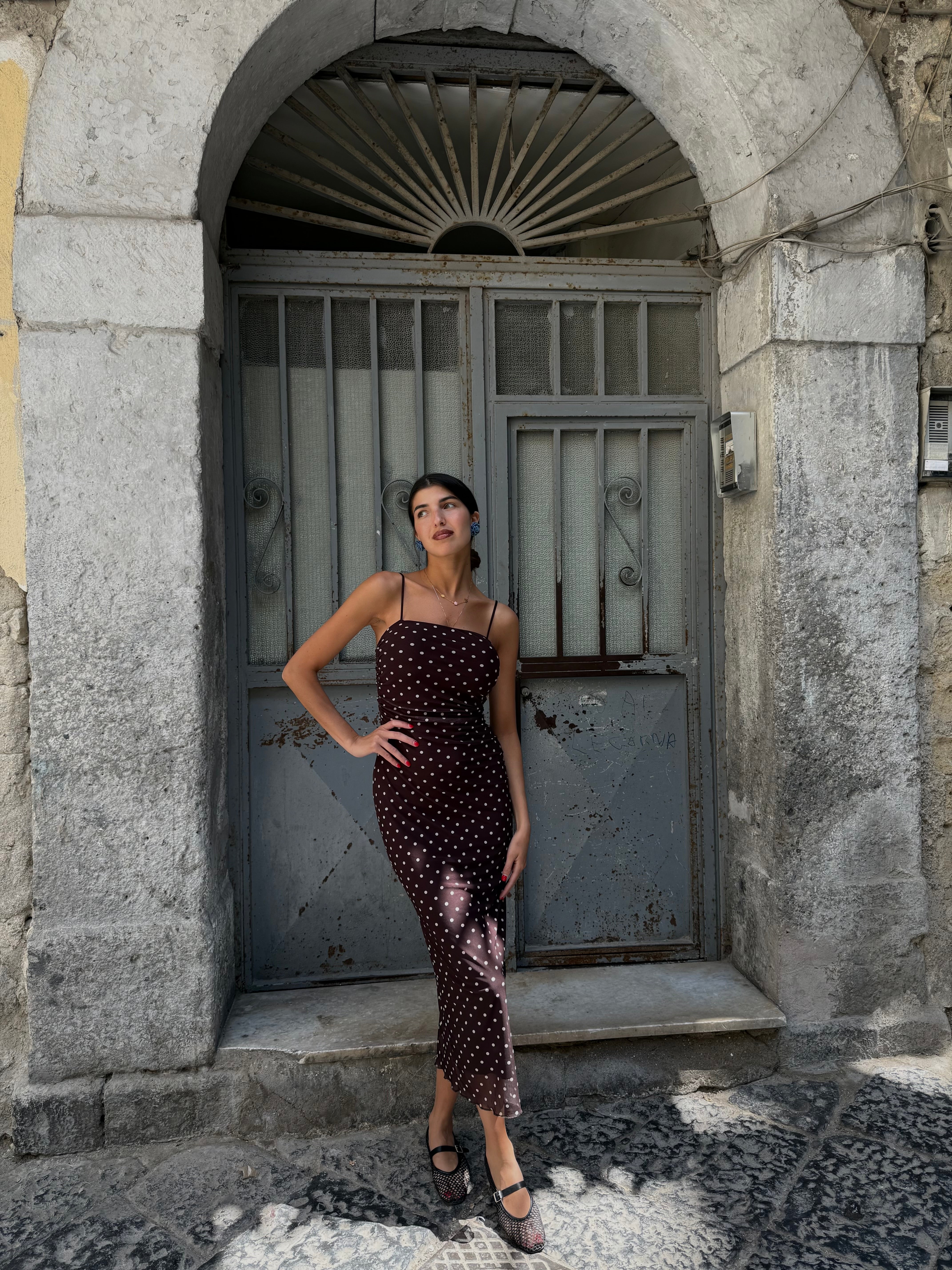 Dress pois marrone - LadyB Shop Online