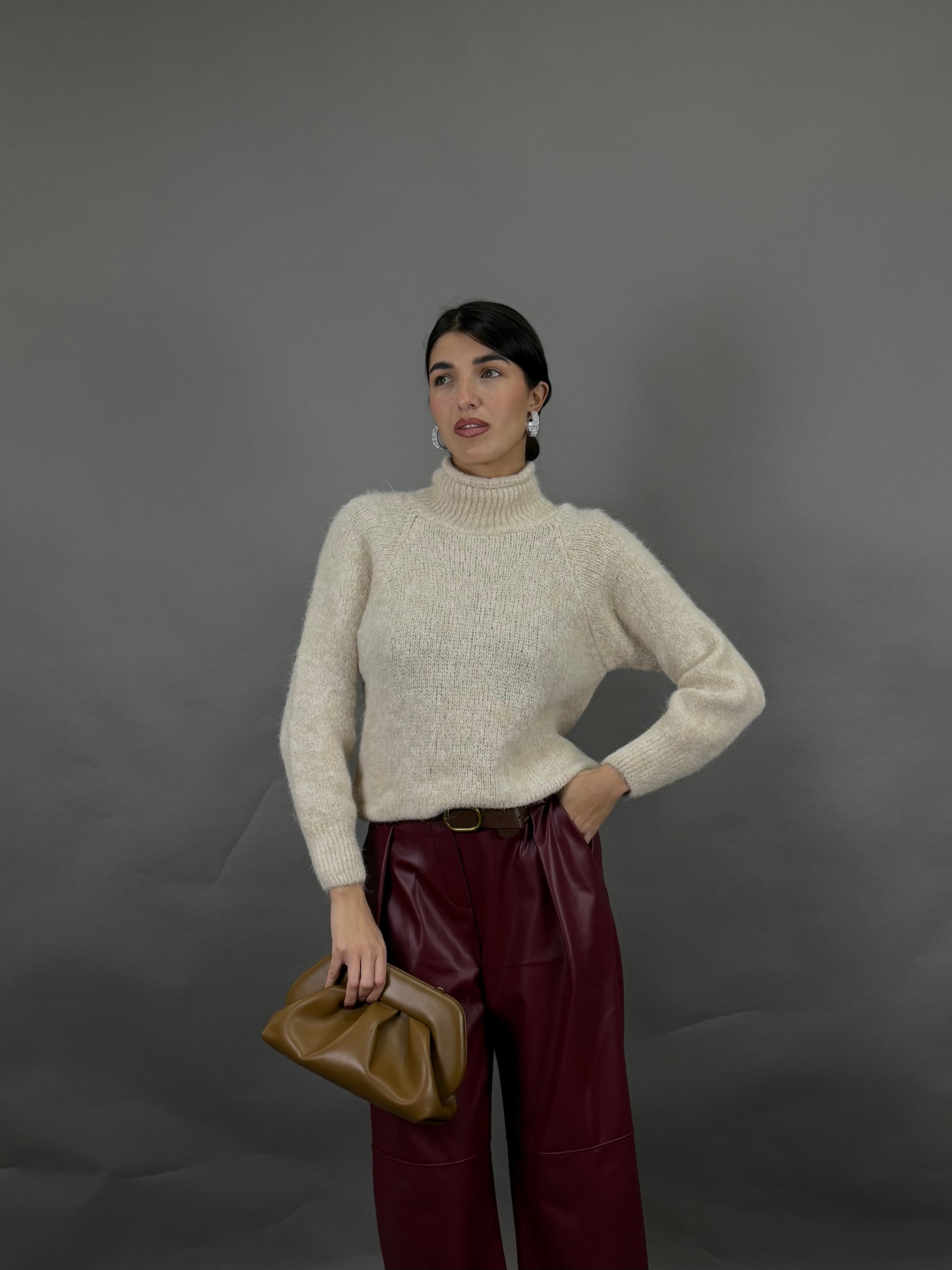 Maglione misto lana burro