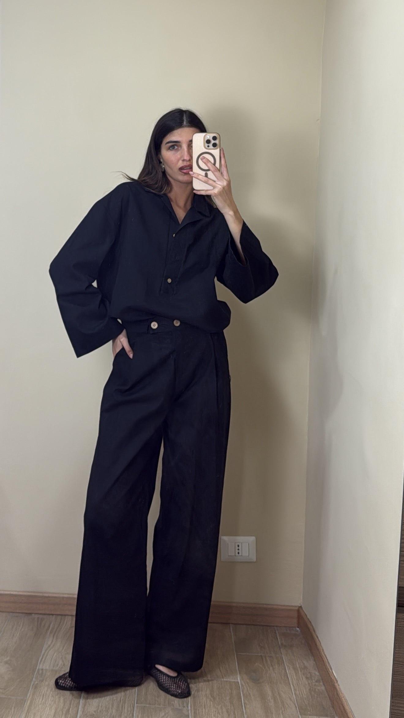 Pantalone in lino nero - LadyB Shop Online