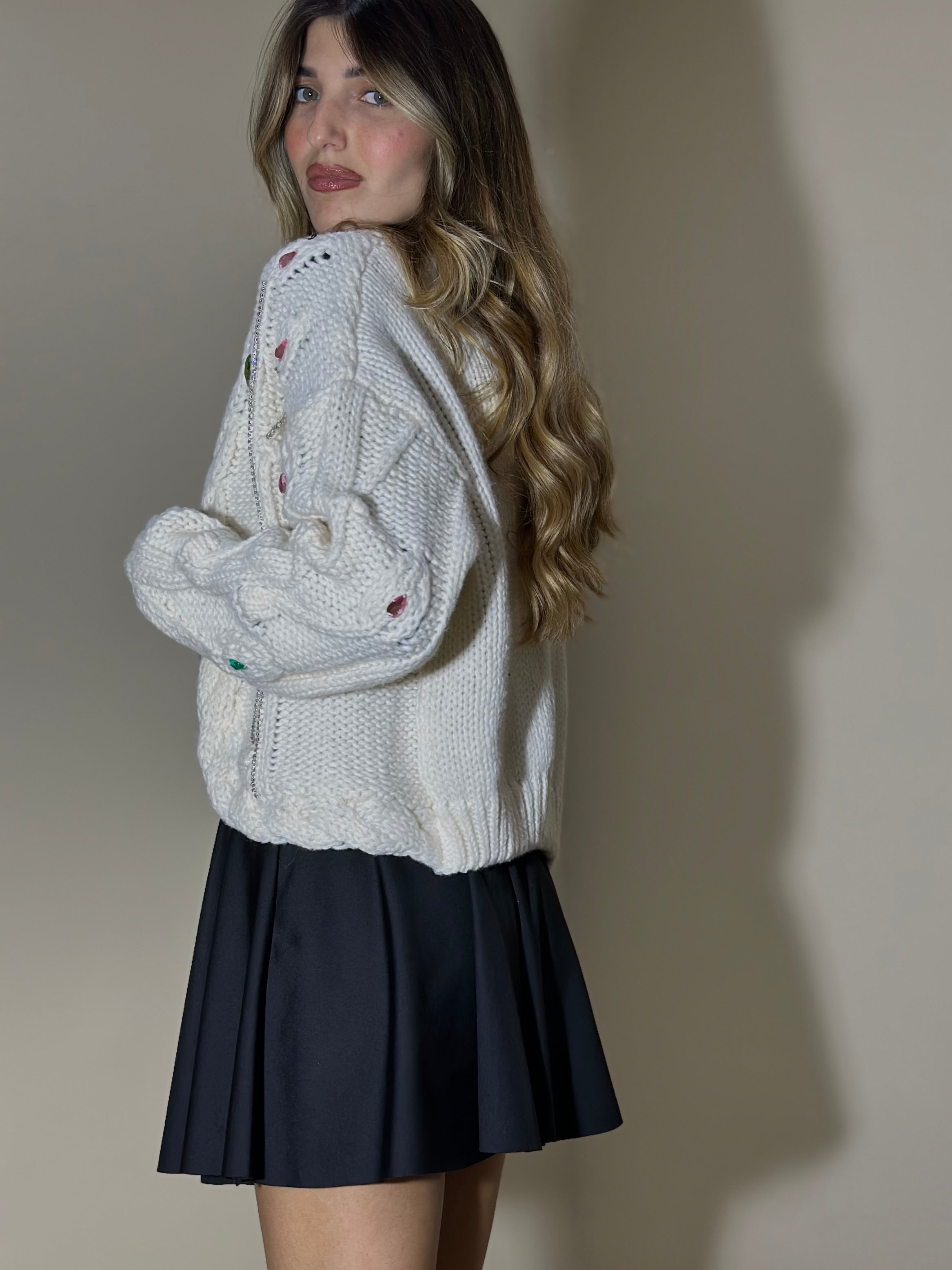 Cardigan gioiello bianco - LadyB Shop Online