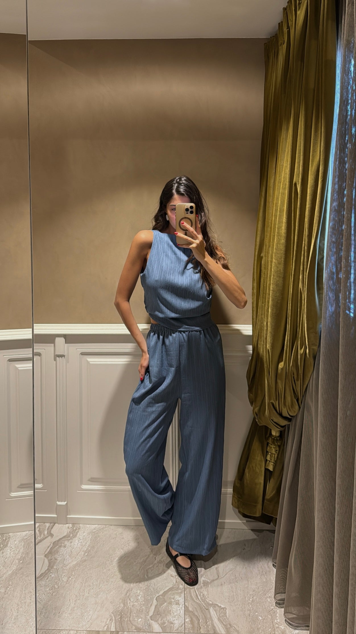 Cord set Mulan blu denim - LadyB Shop Online