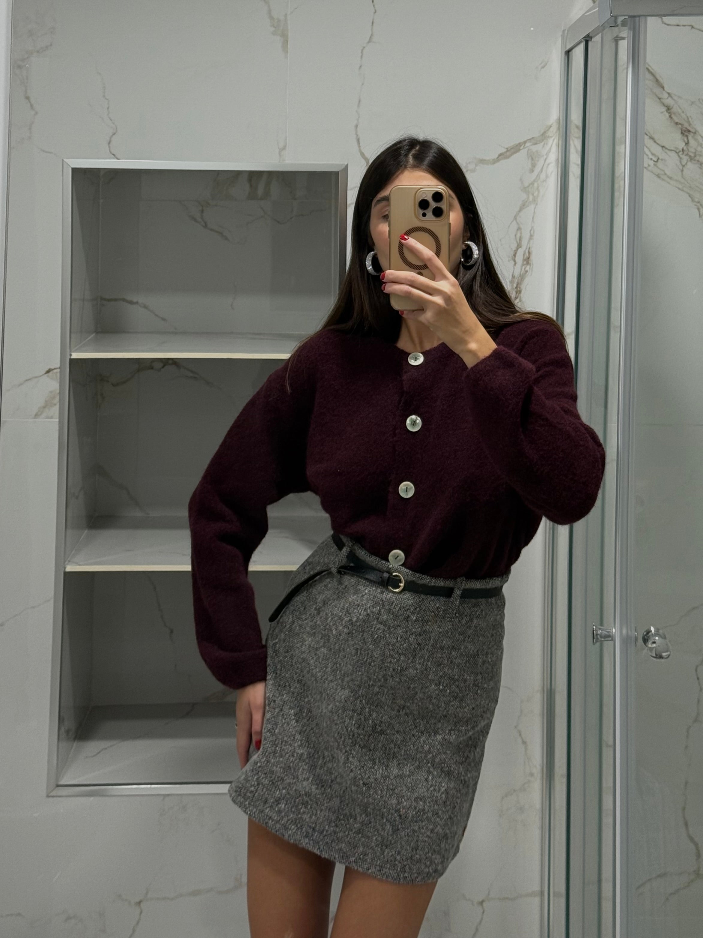 Cardigan lana bordeaux