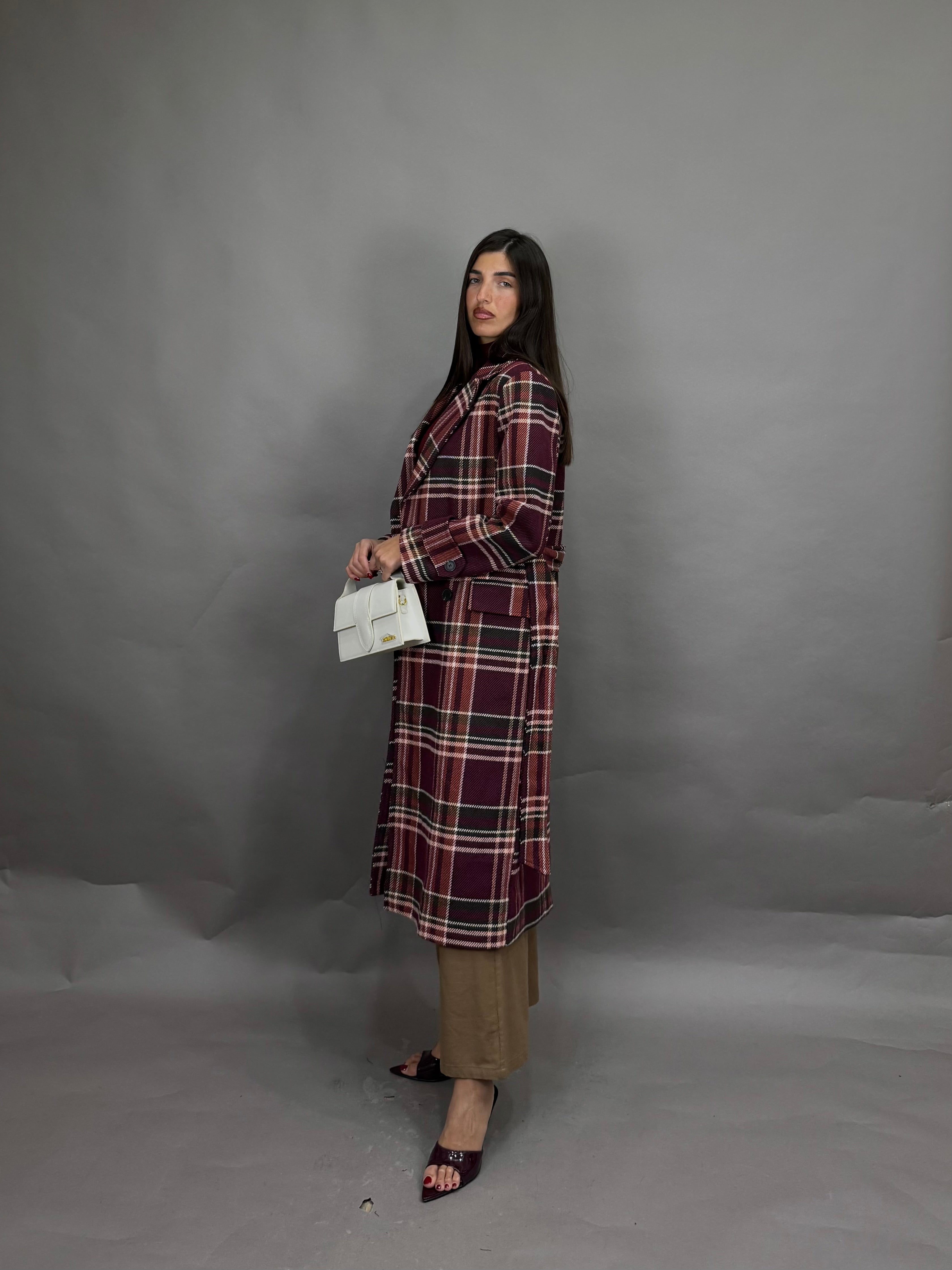 Cappotto trench bordeaux lumina