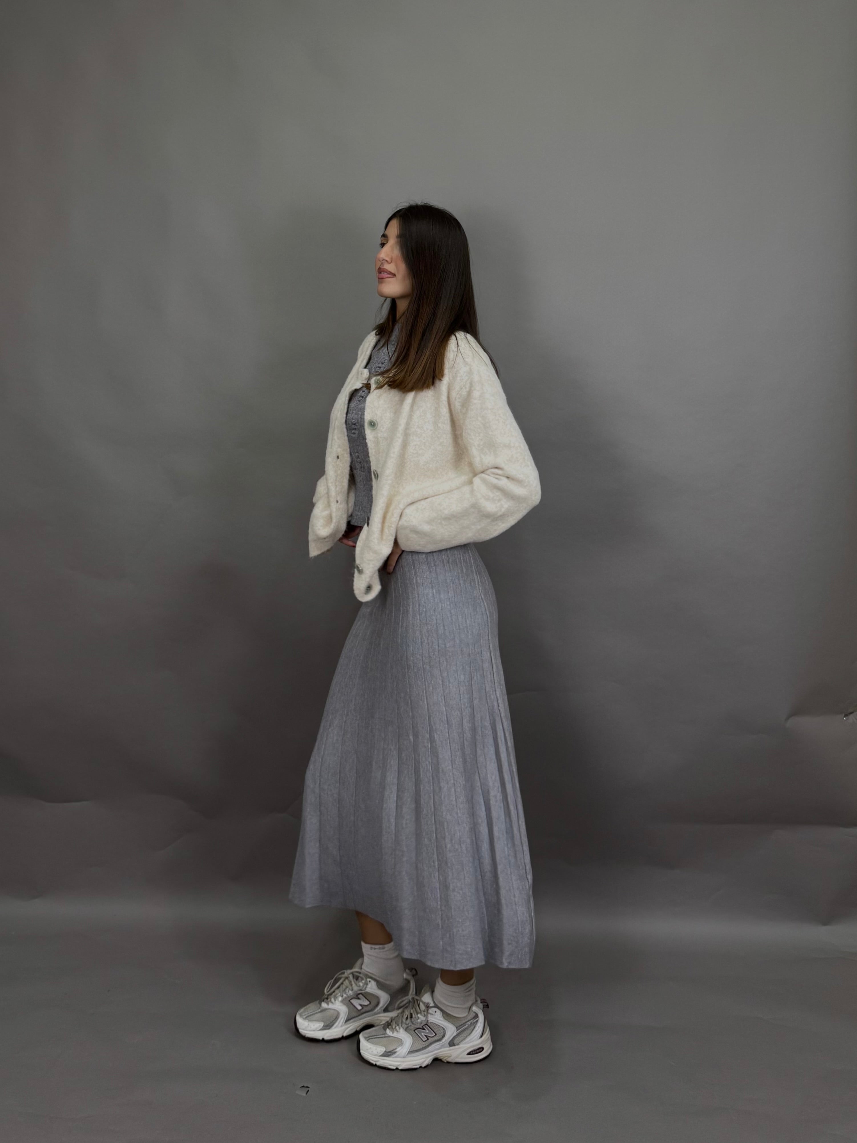Gonna lana rasata grigia