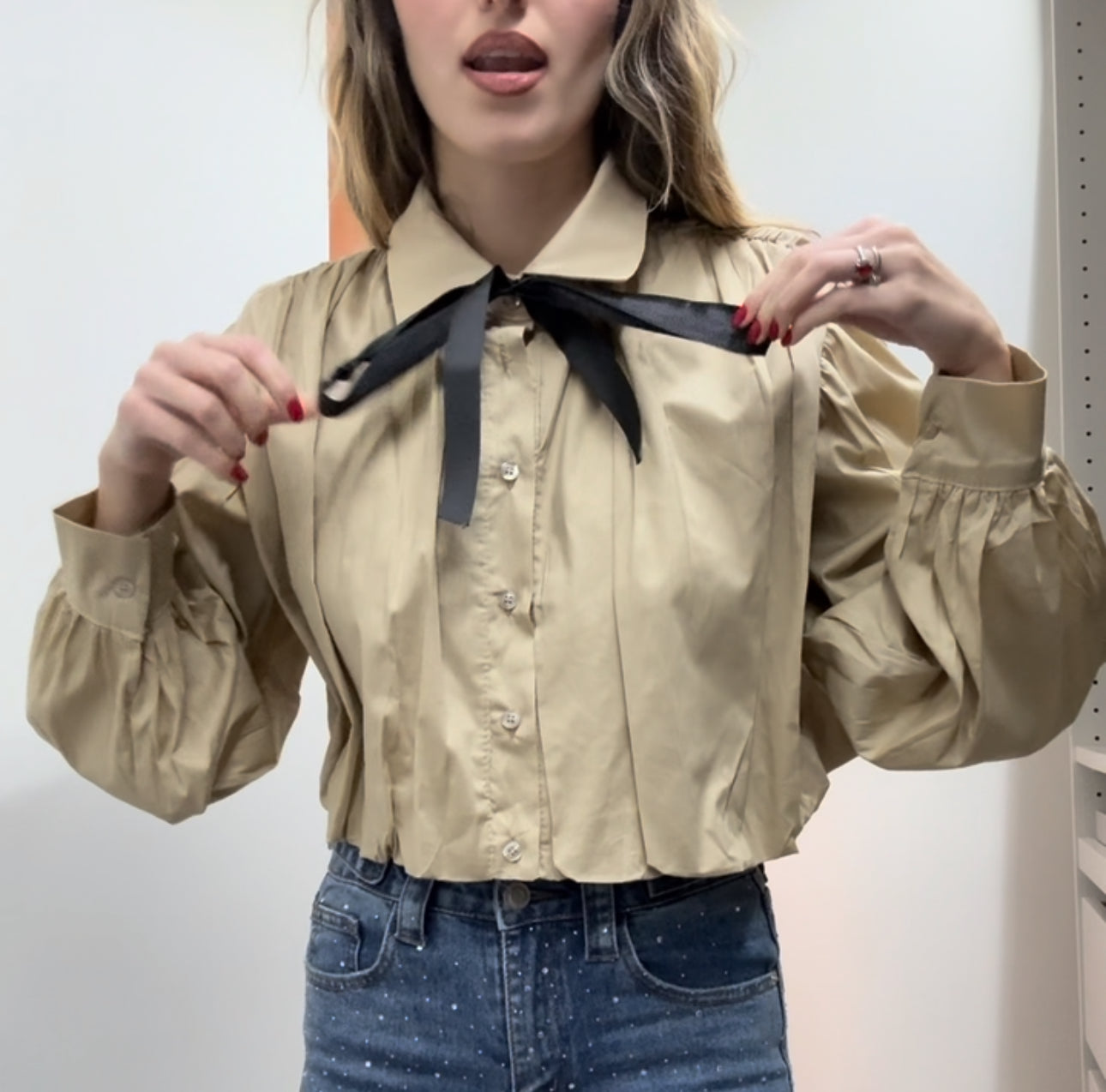 Camicia sbuffo beige - LadyB Shop Online