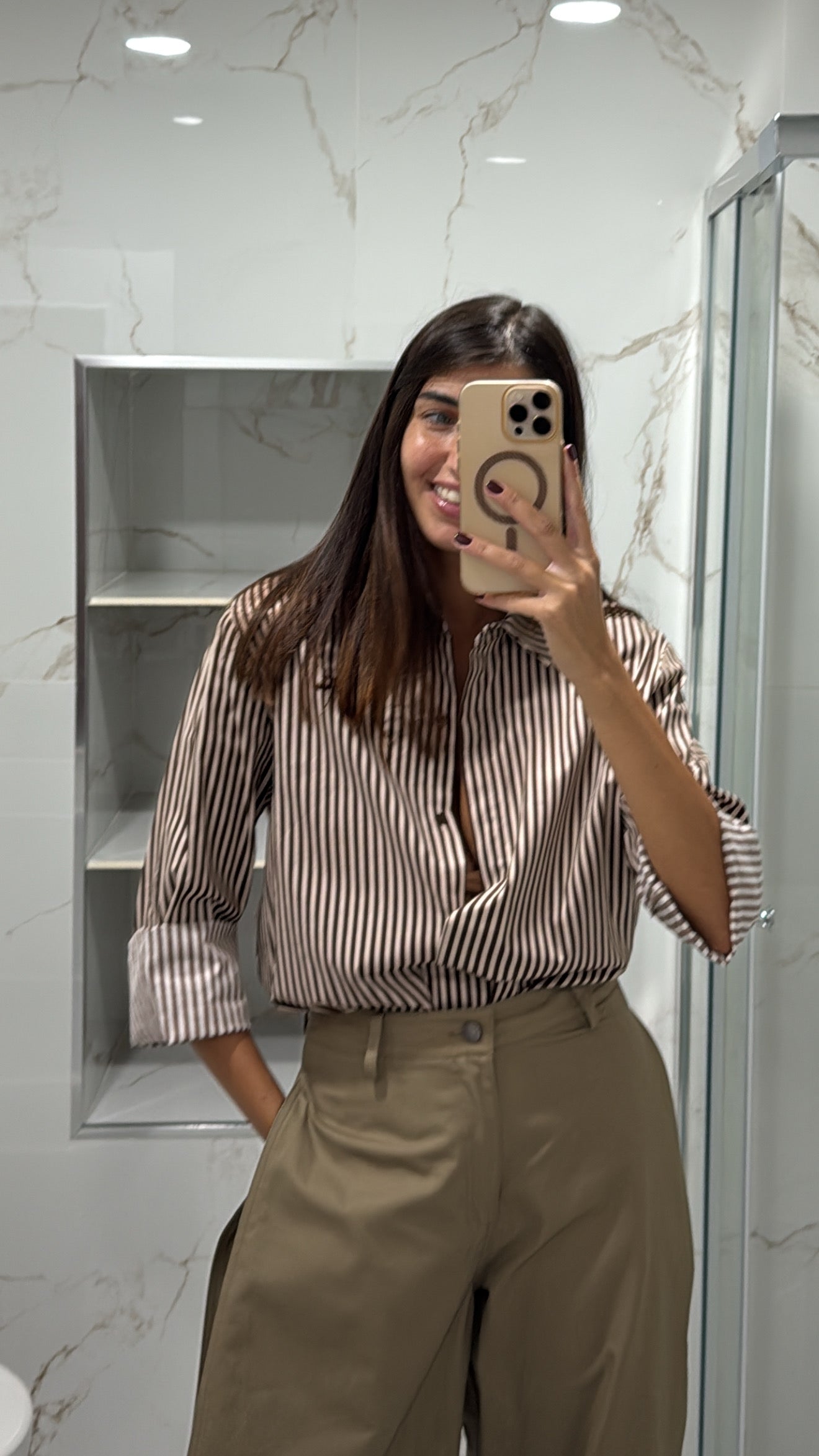 Camicia righe marrone