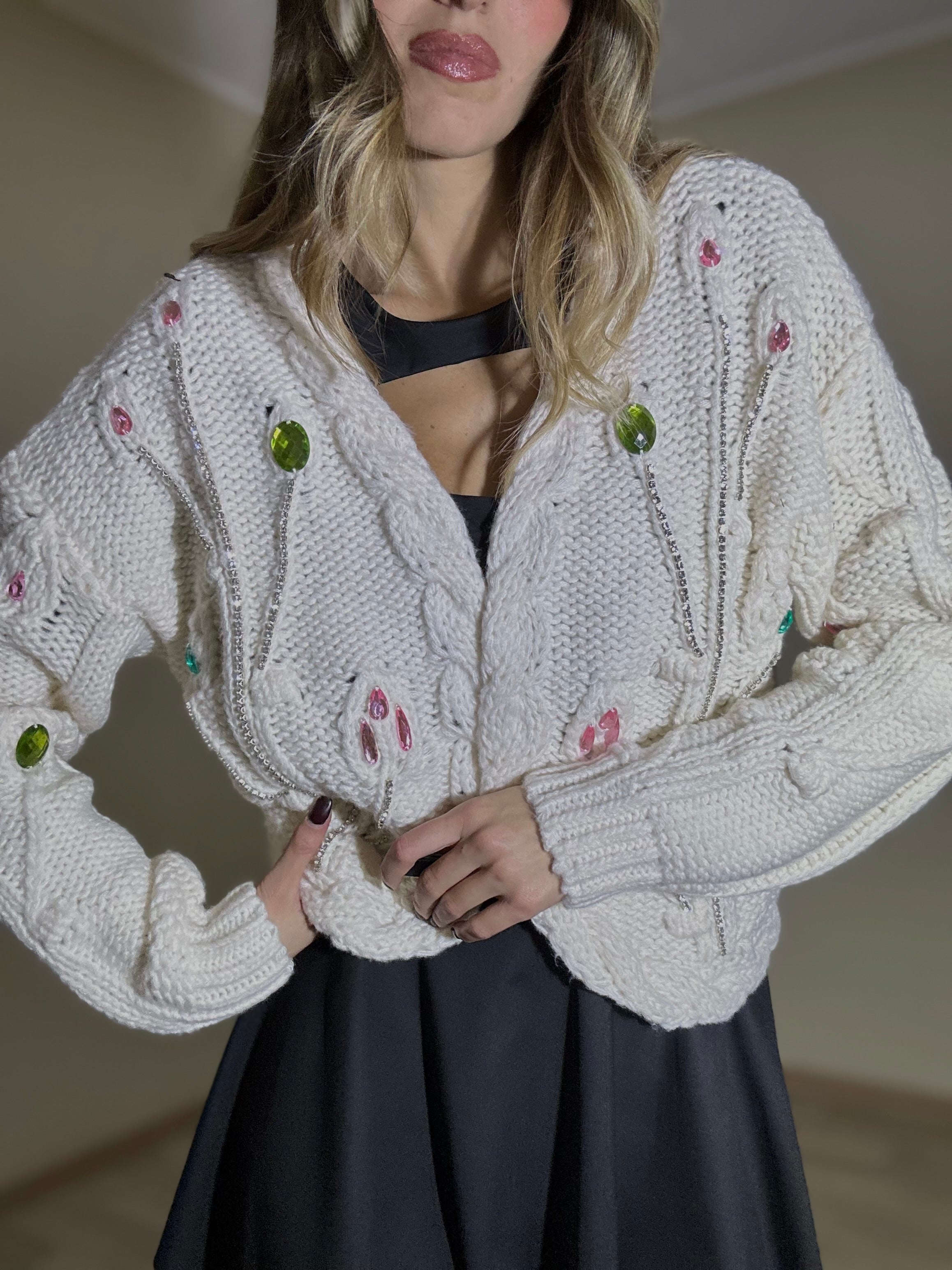 Cardigan gioiello bianco - LadyB Shop Online