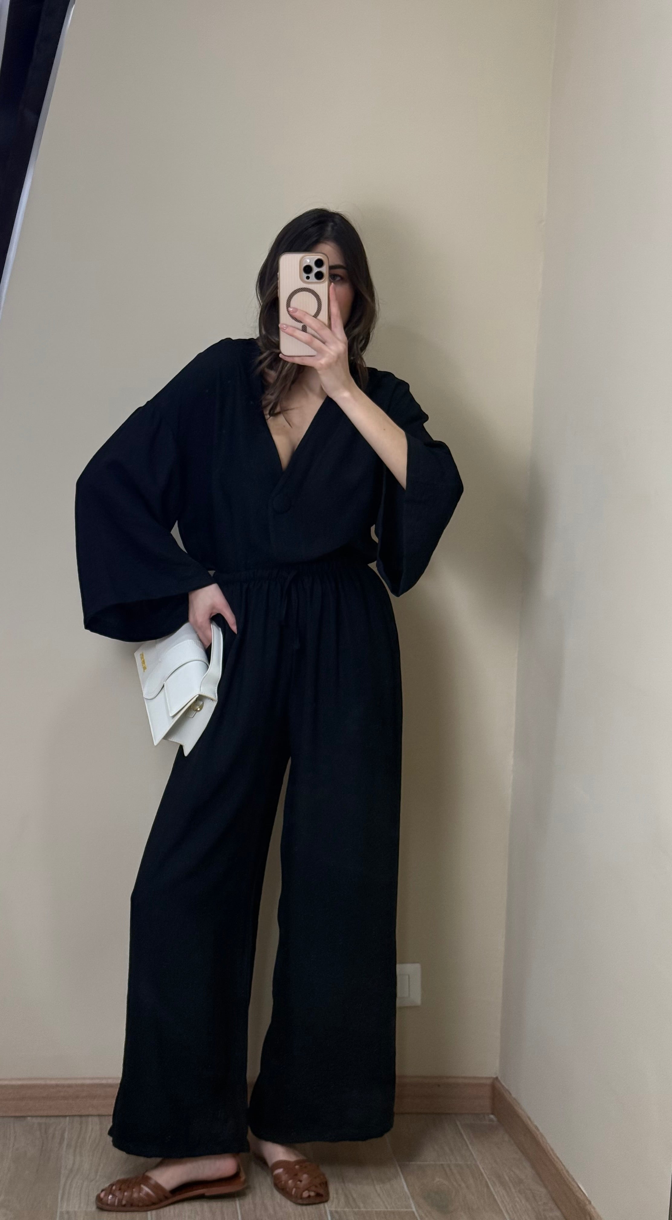 Coordinato misto lino nero - LadyB Shop Online