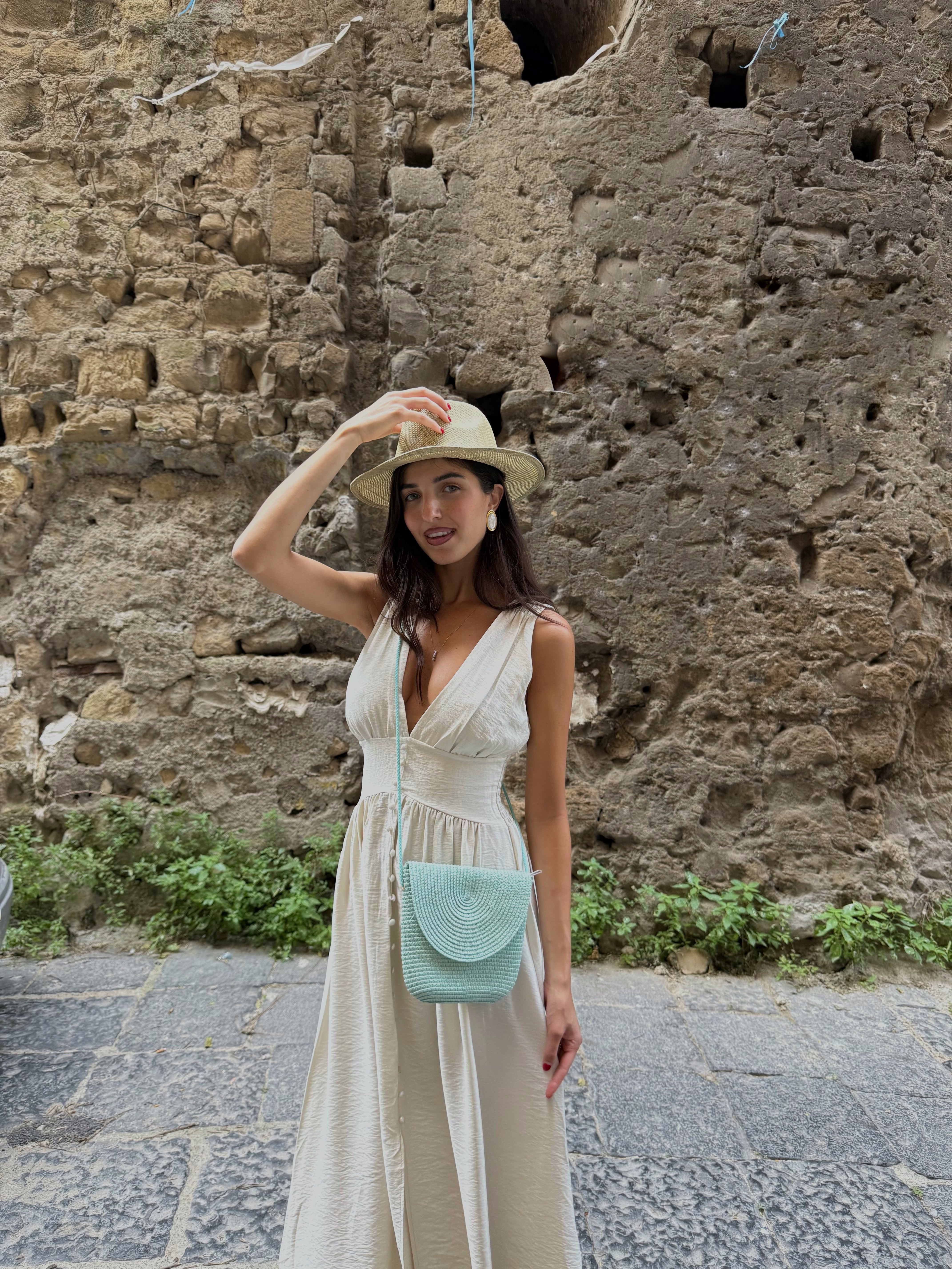 Tracolla in paglia azzzura - LadyB Shop Online