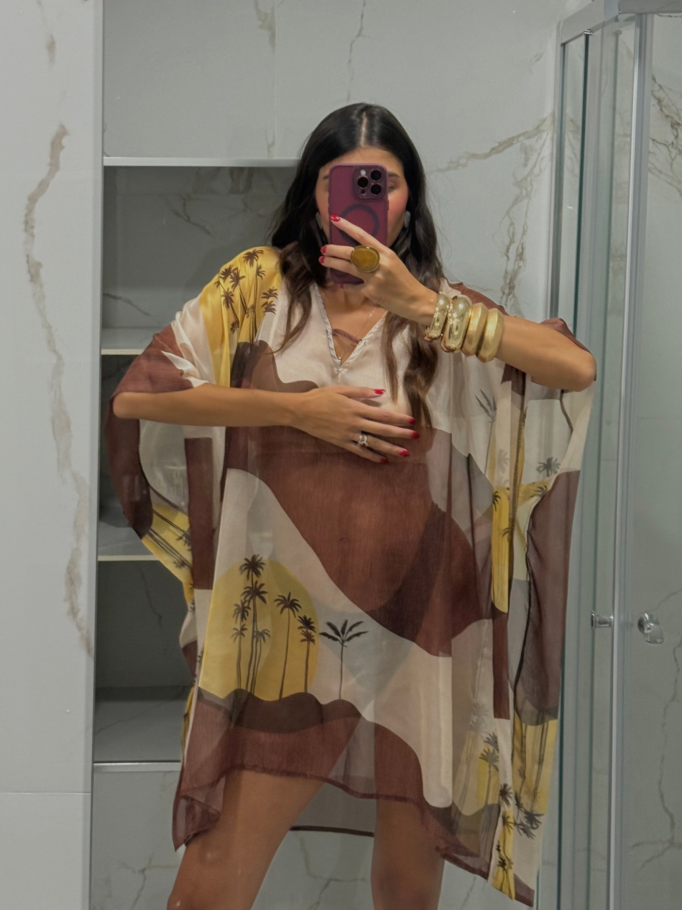 Copricostume Lumina palme giallo - LadyB Shop Online
