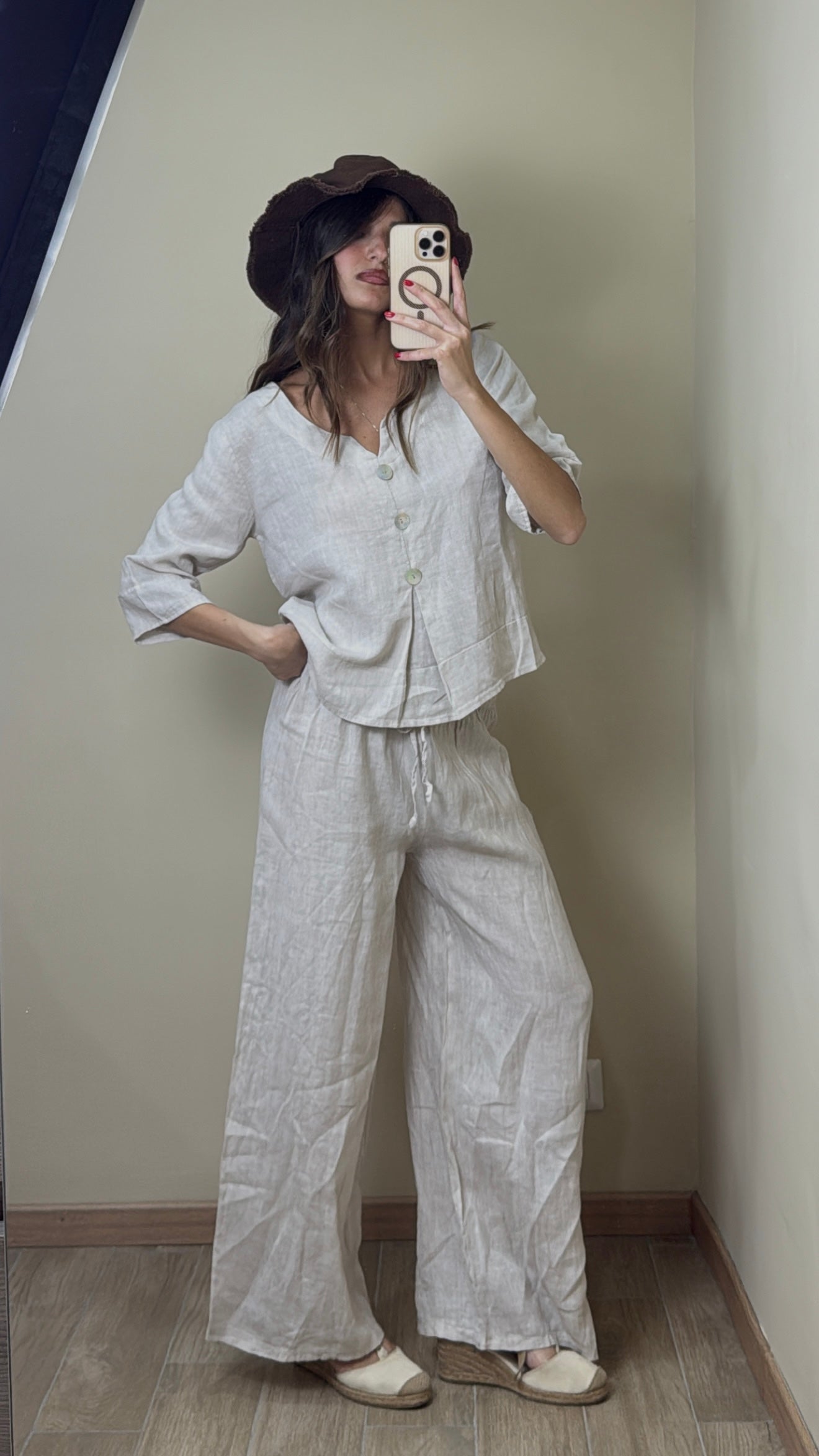 Pantalone lino beige - LadyB Shop Online