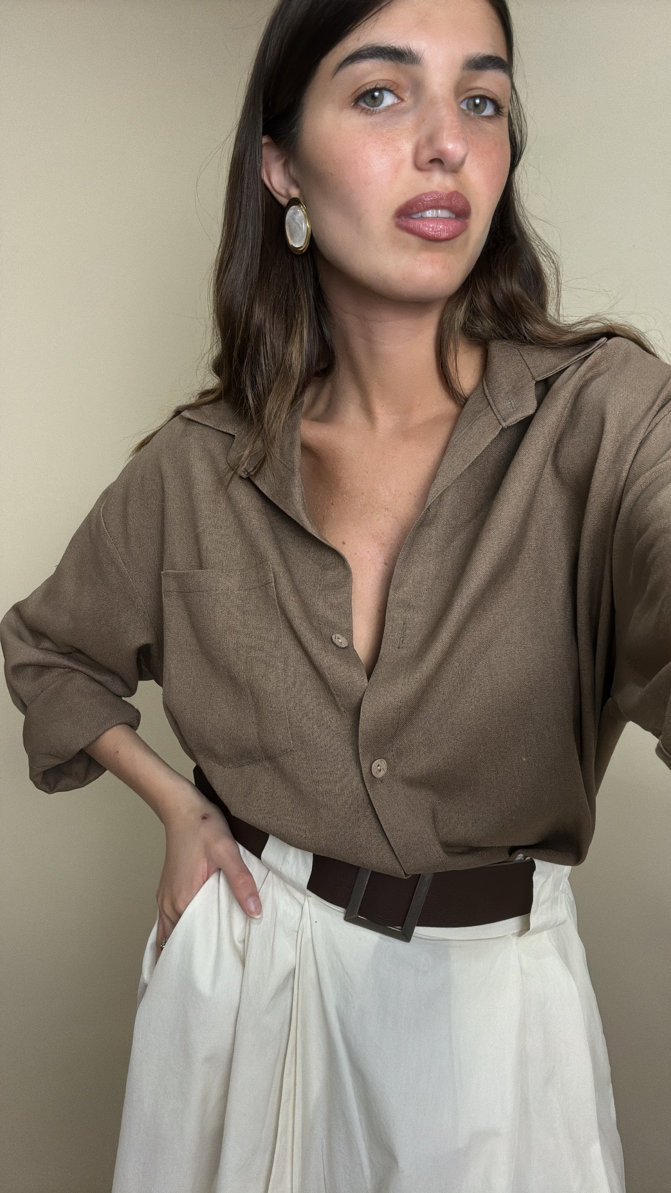 Camicia in lino marrone - LadyB Shop Online