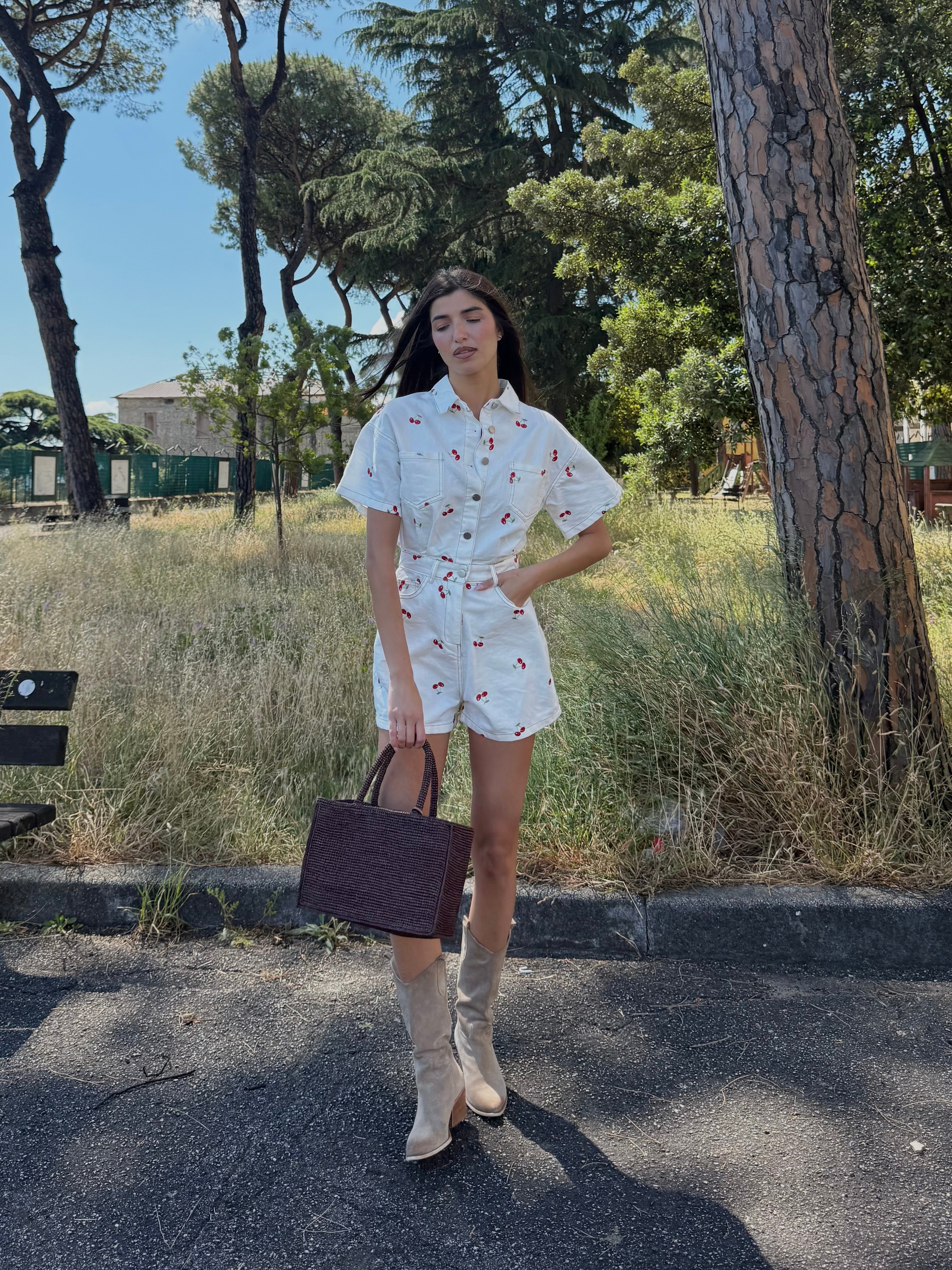 Tuta in jeans cherry
