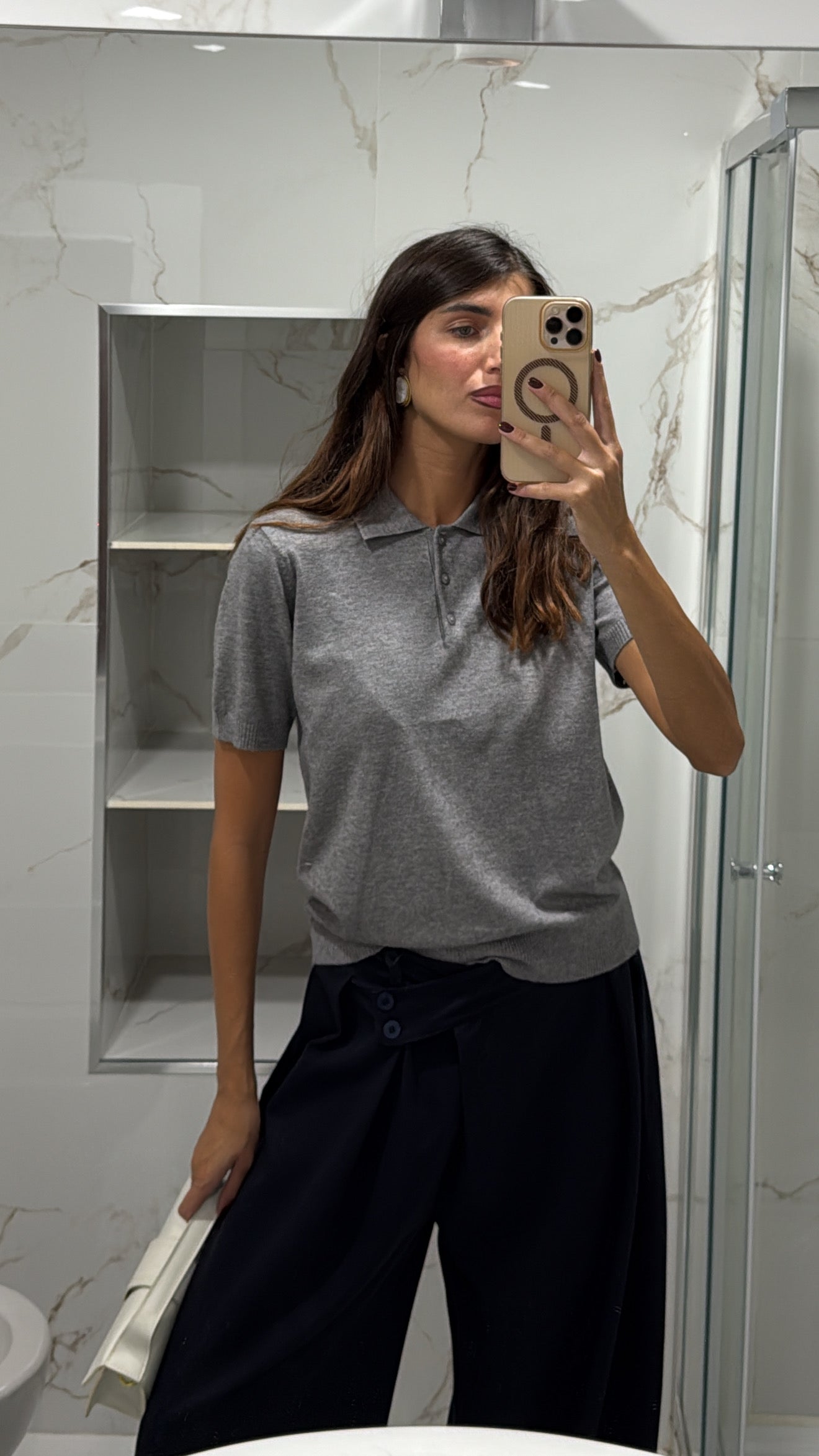 Polo mezza manica grigia