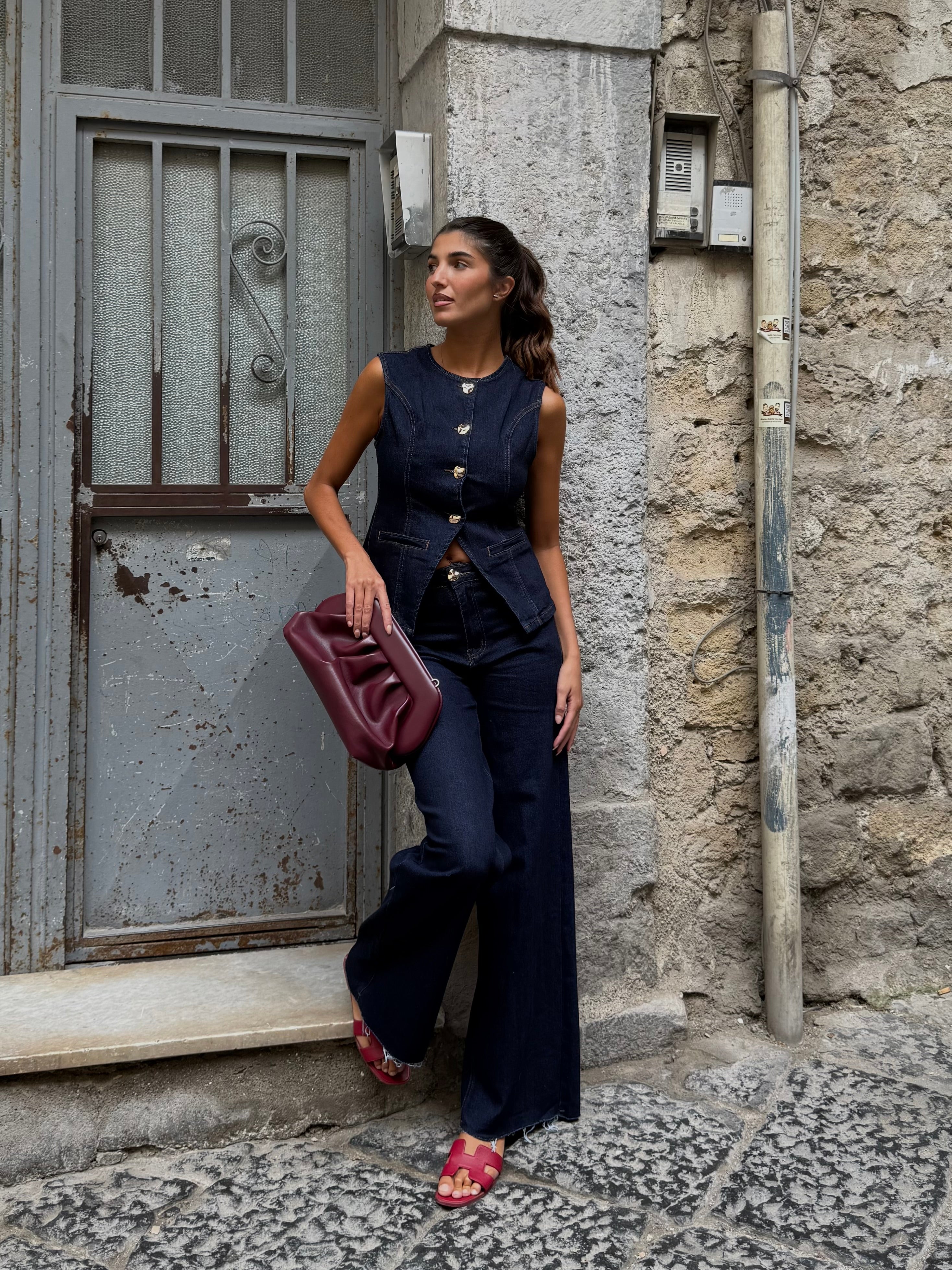Coordinato in denim scuro
