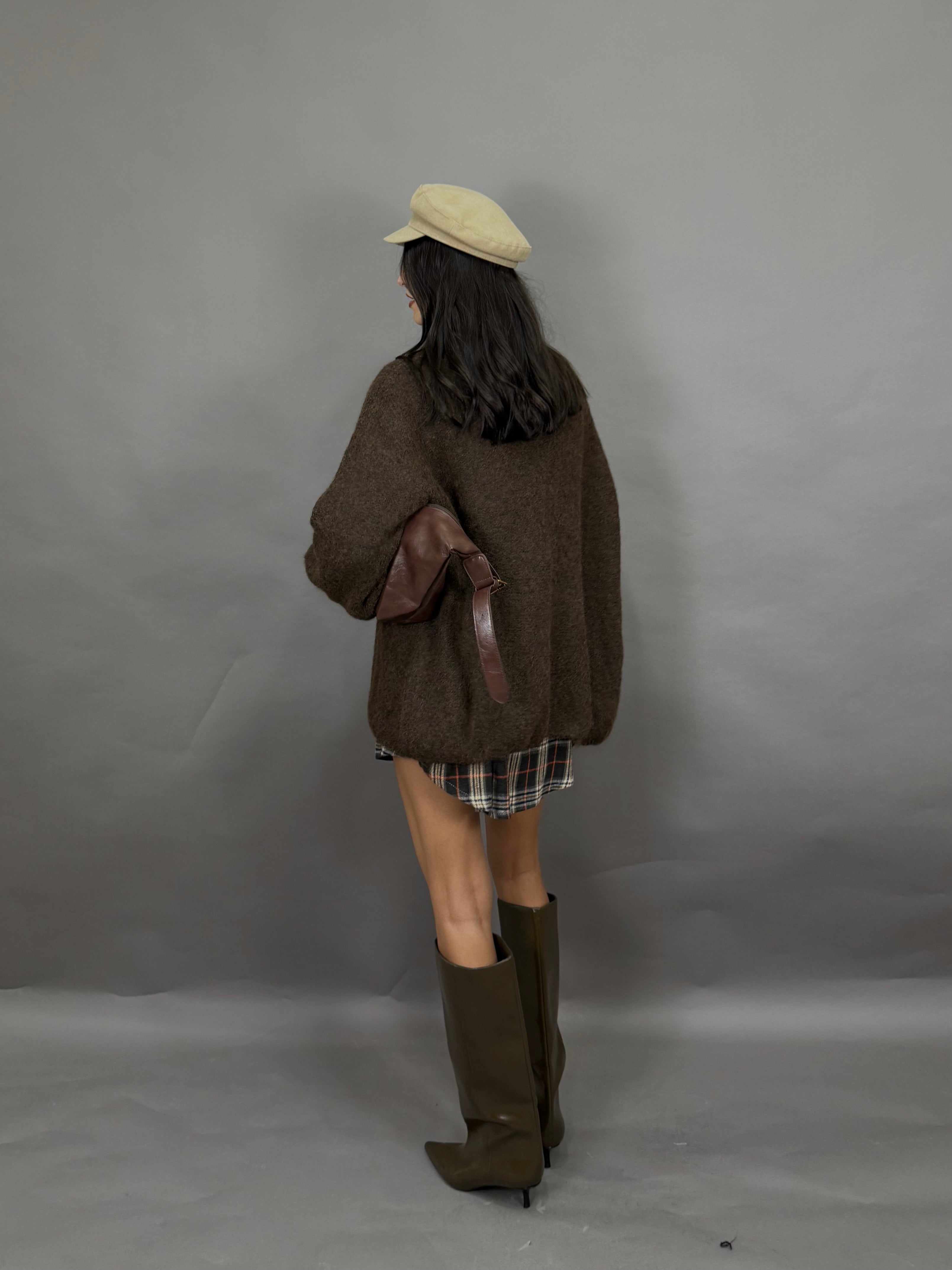 Cardigan lana marrone