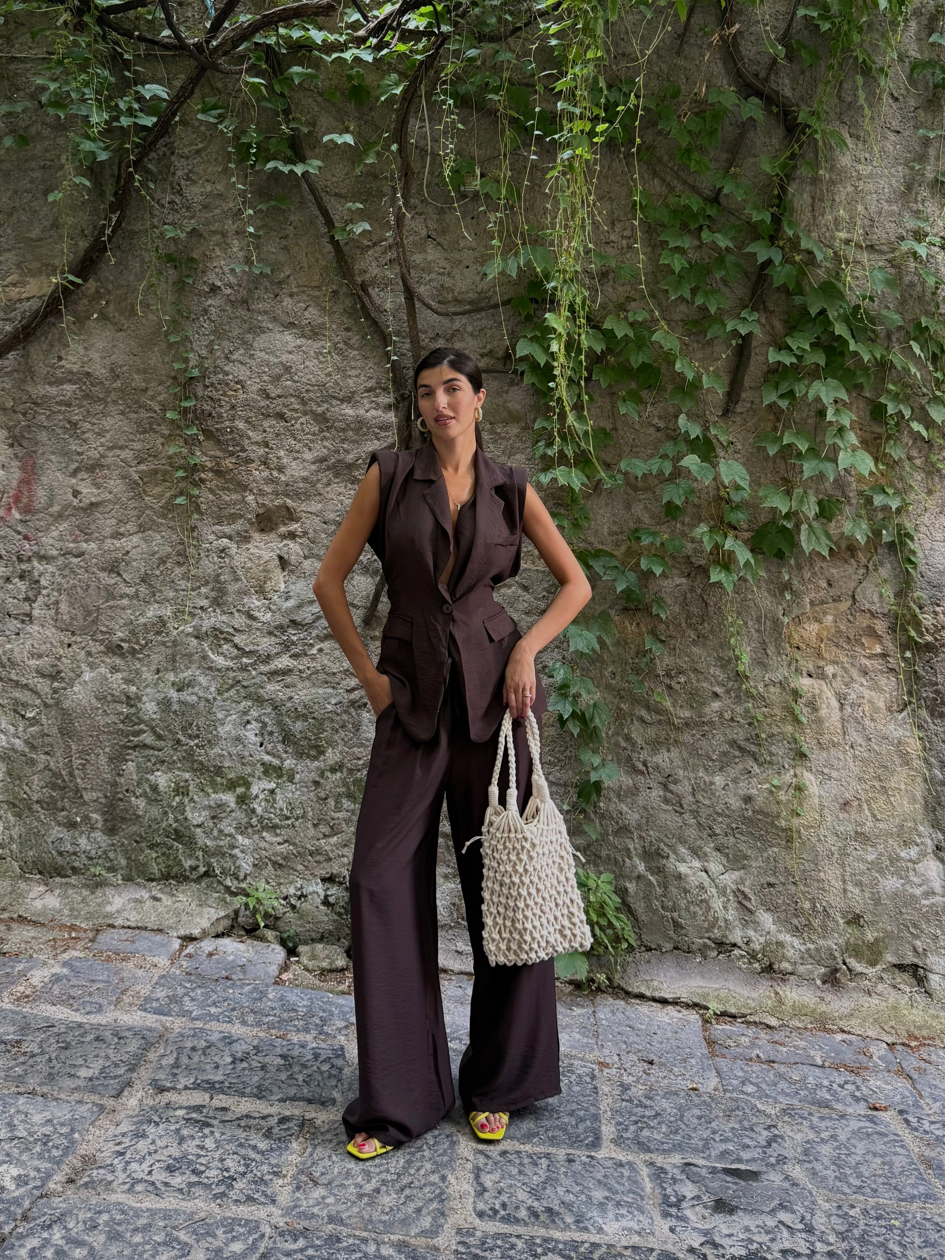 Completo con gilet in viscosa