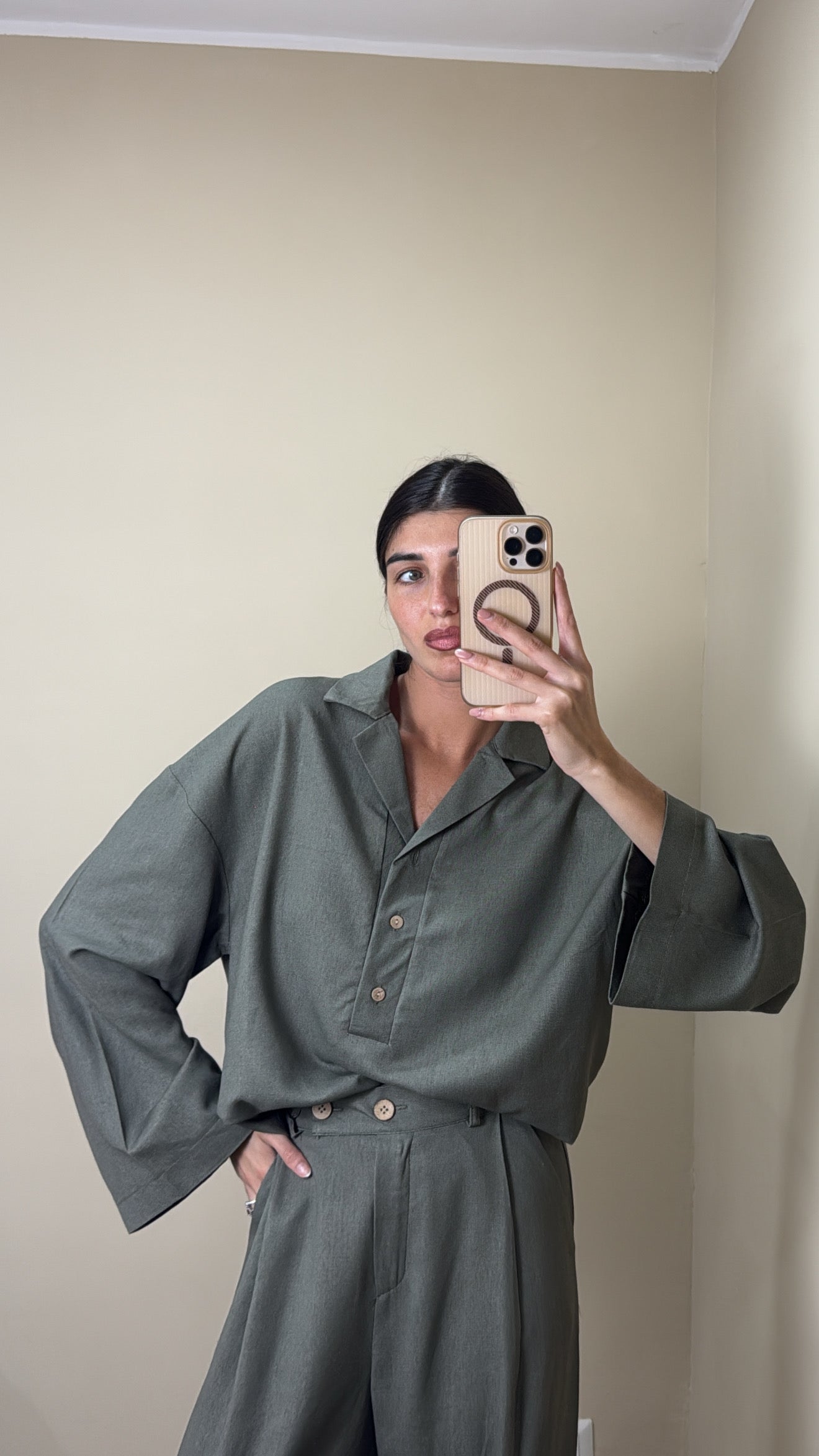 Camicia in lino verde - LadyB Shop Online