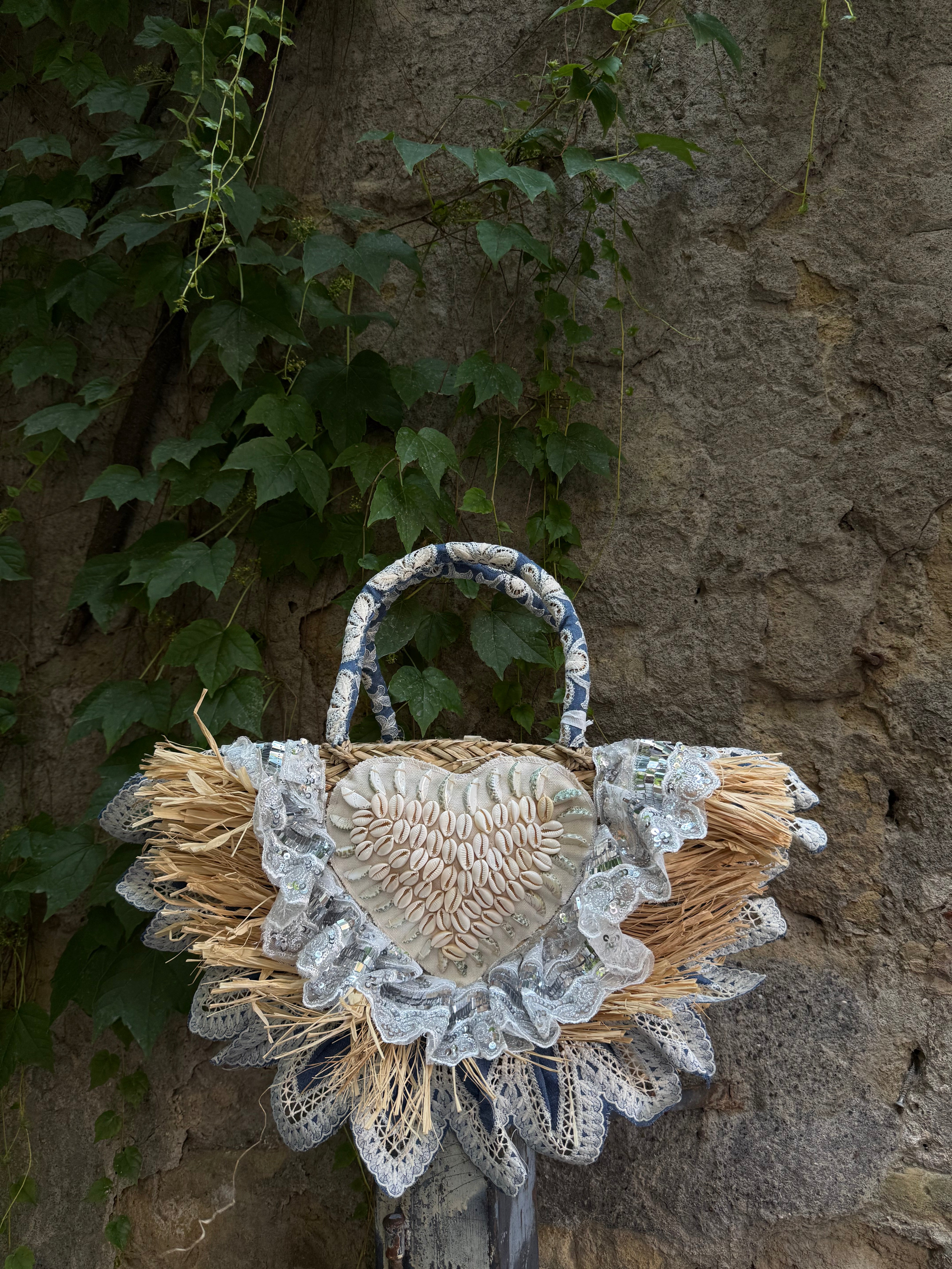 Borsa in paglia conchiglie