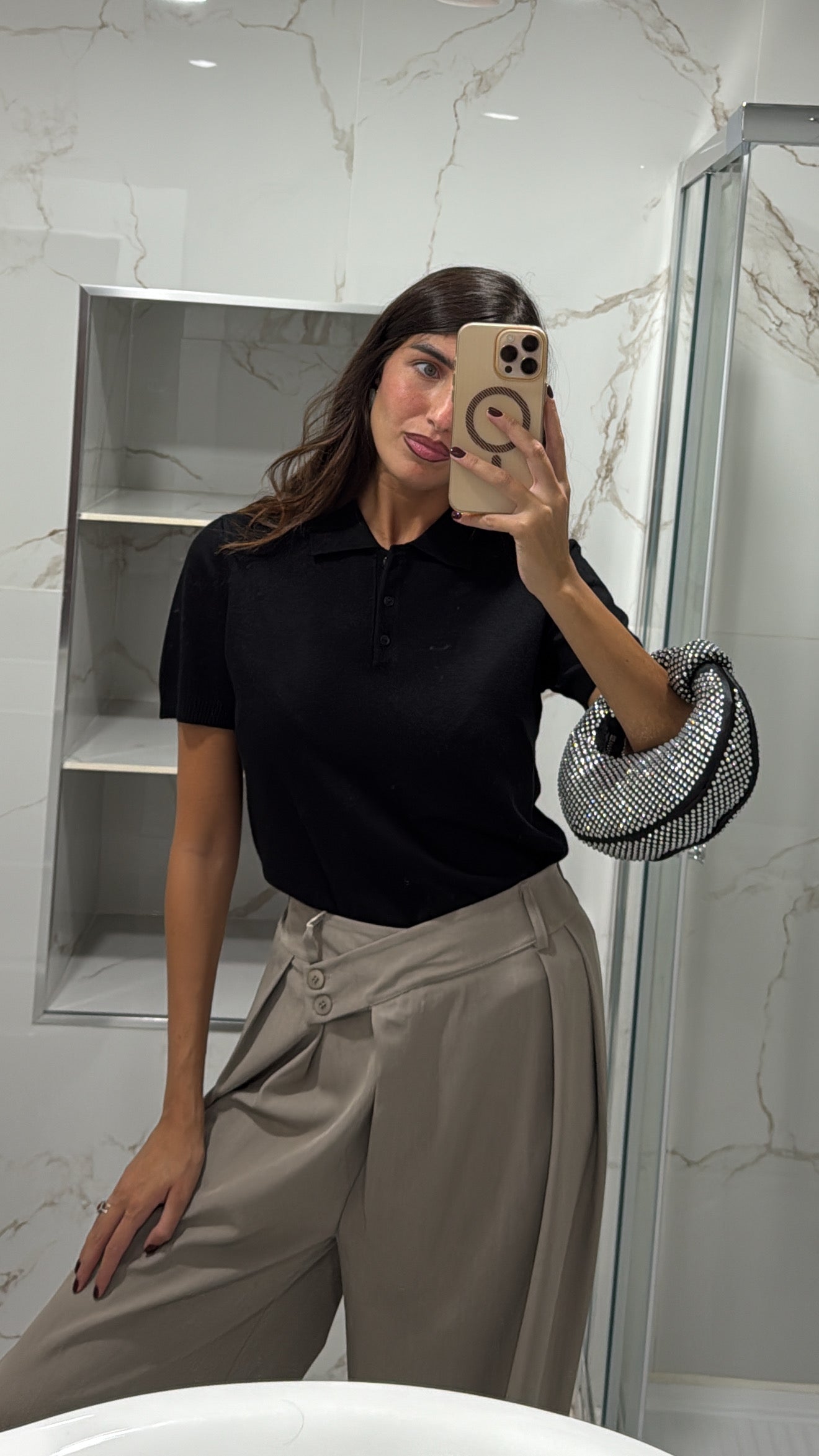 Polo mezza manica nera