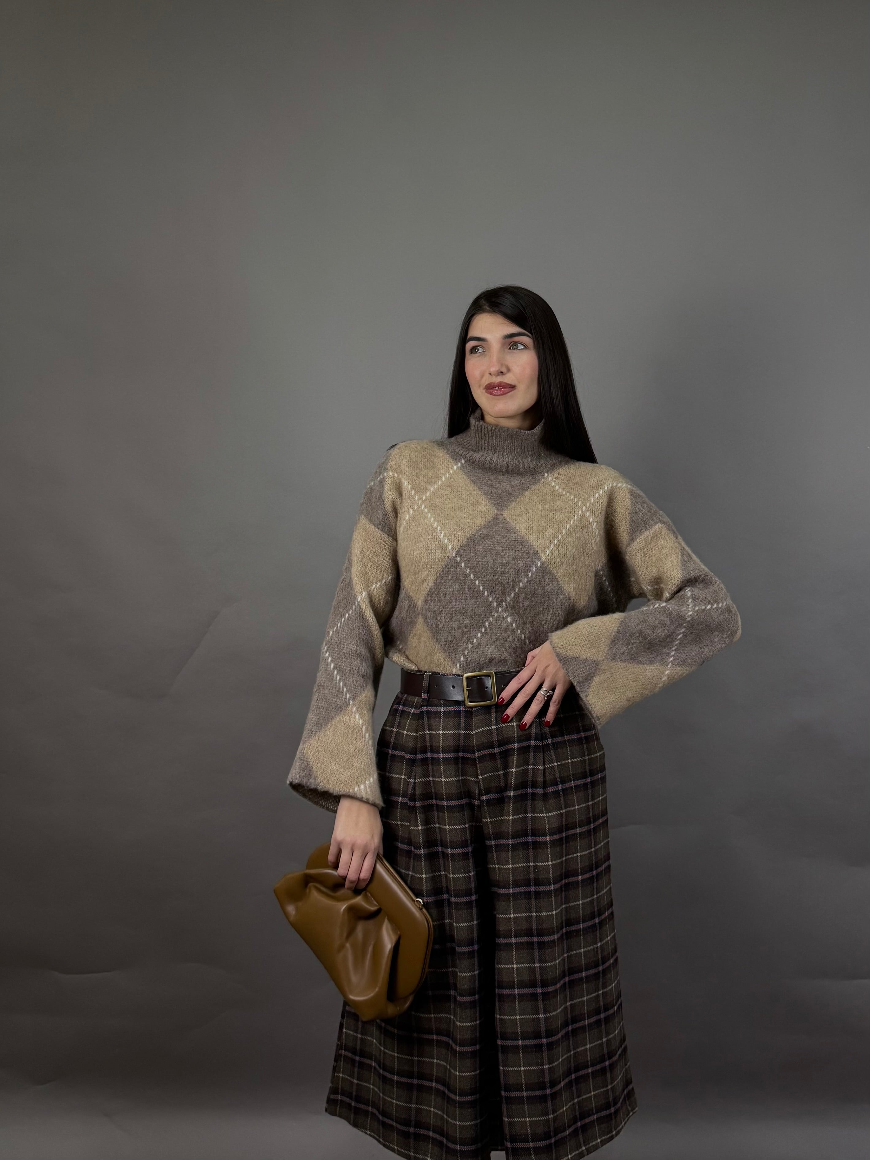 Maglione rombi fango