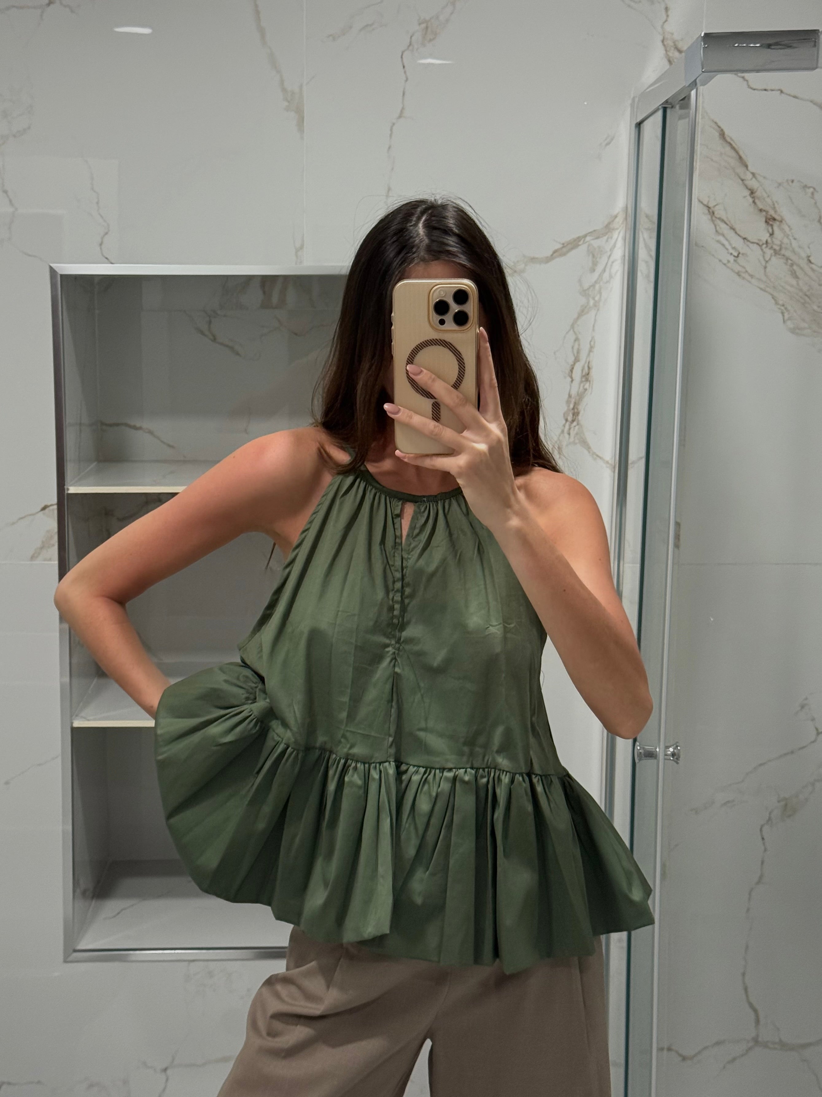 Blusa in cotone verde - LadyB Shop Online