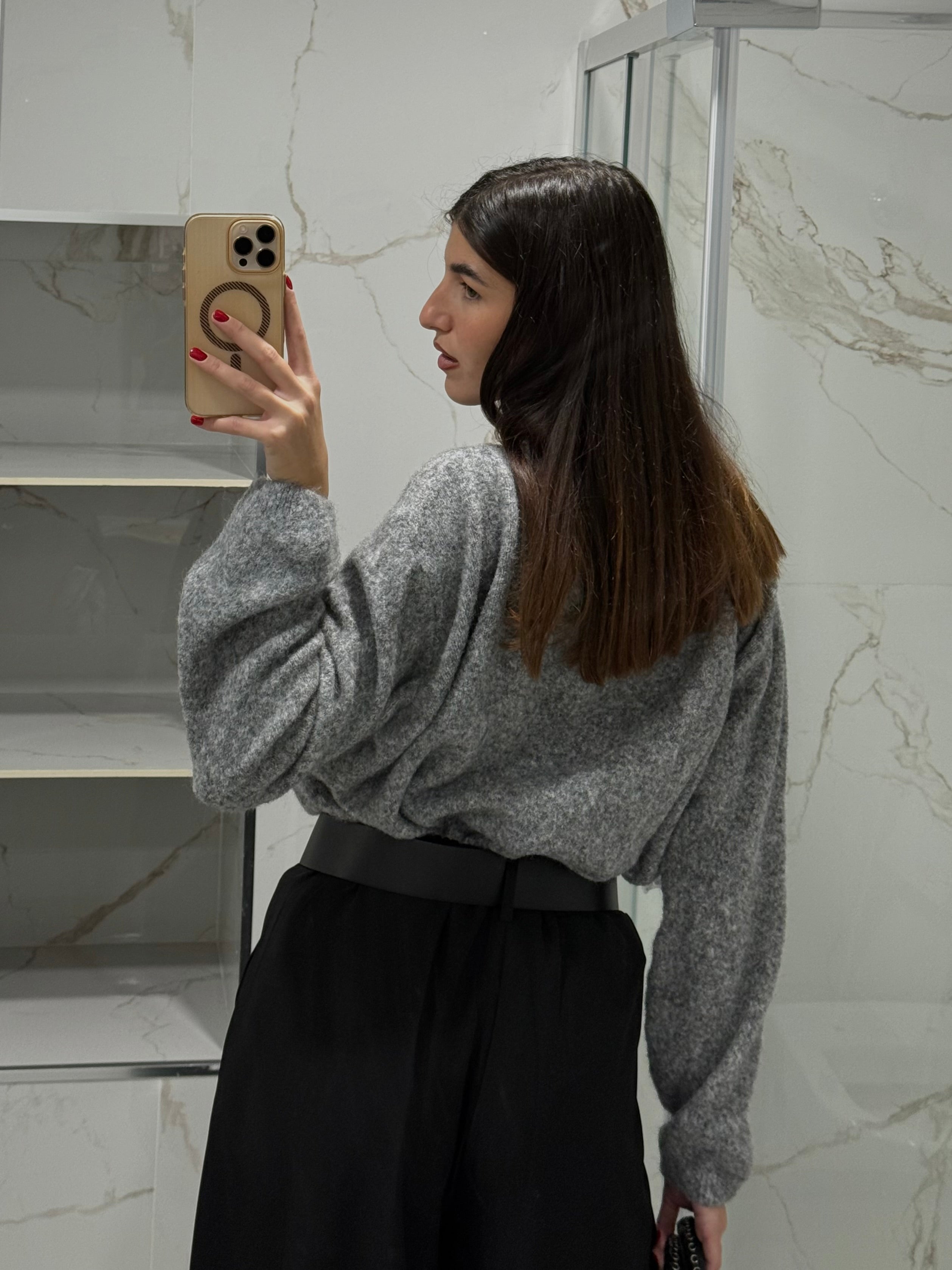 Cardigan lana grigio