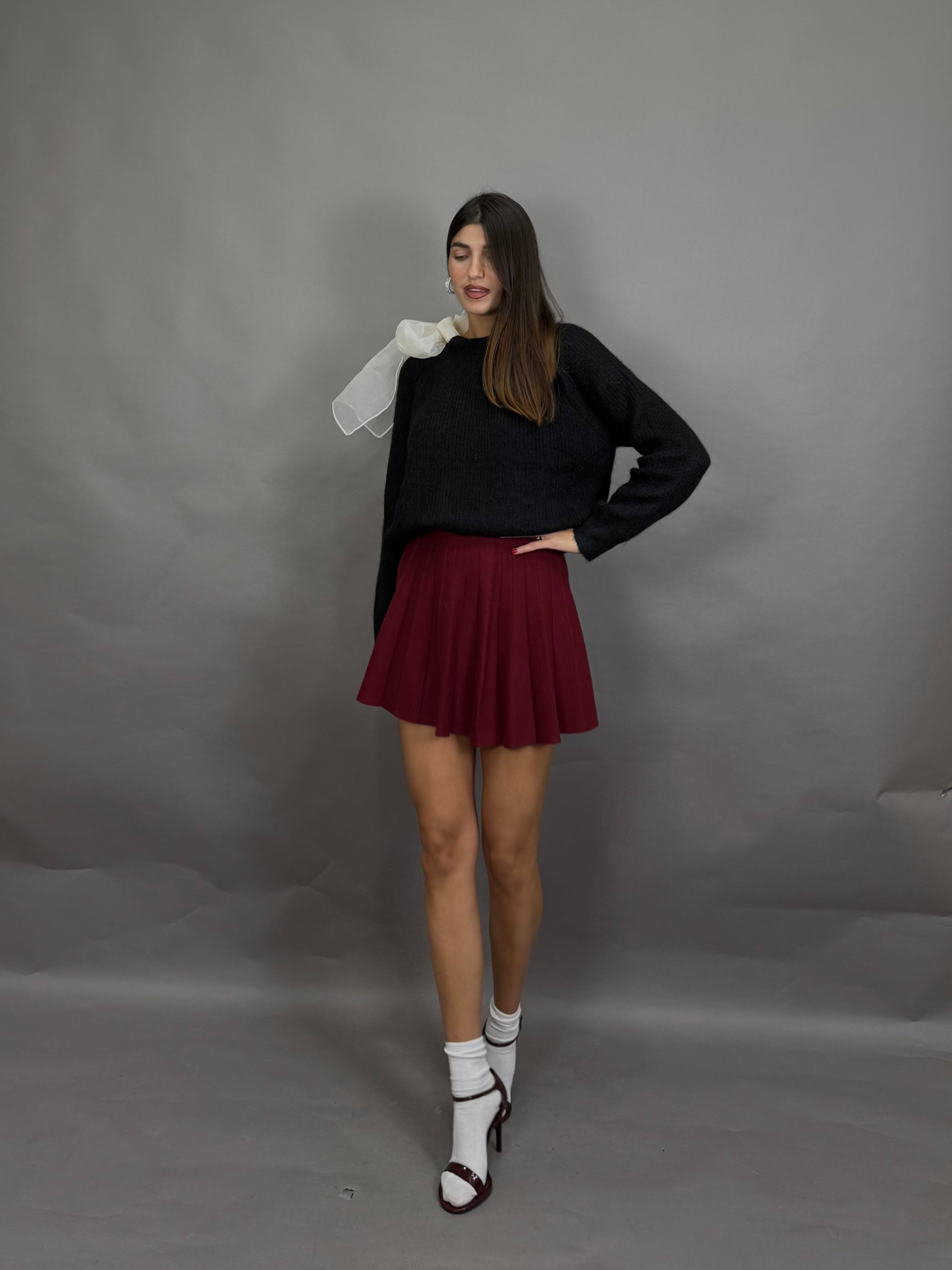 Mini gonna in lana rasata