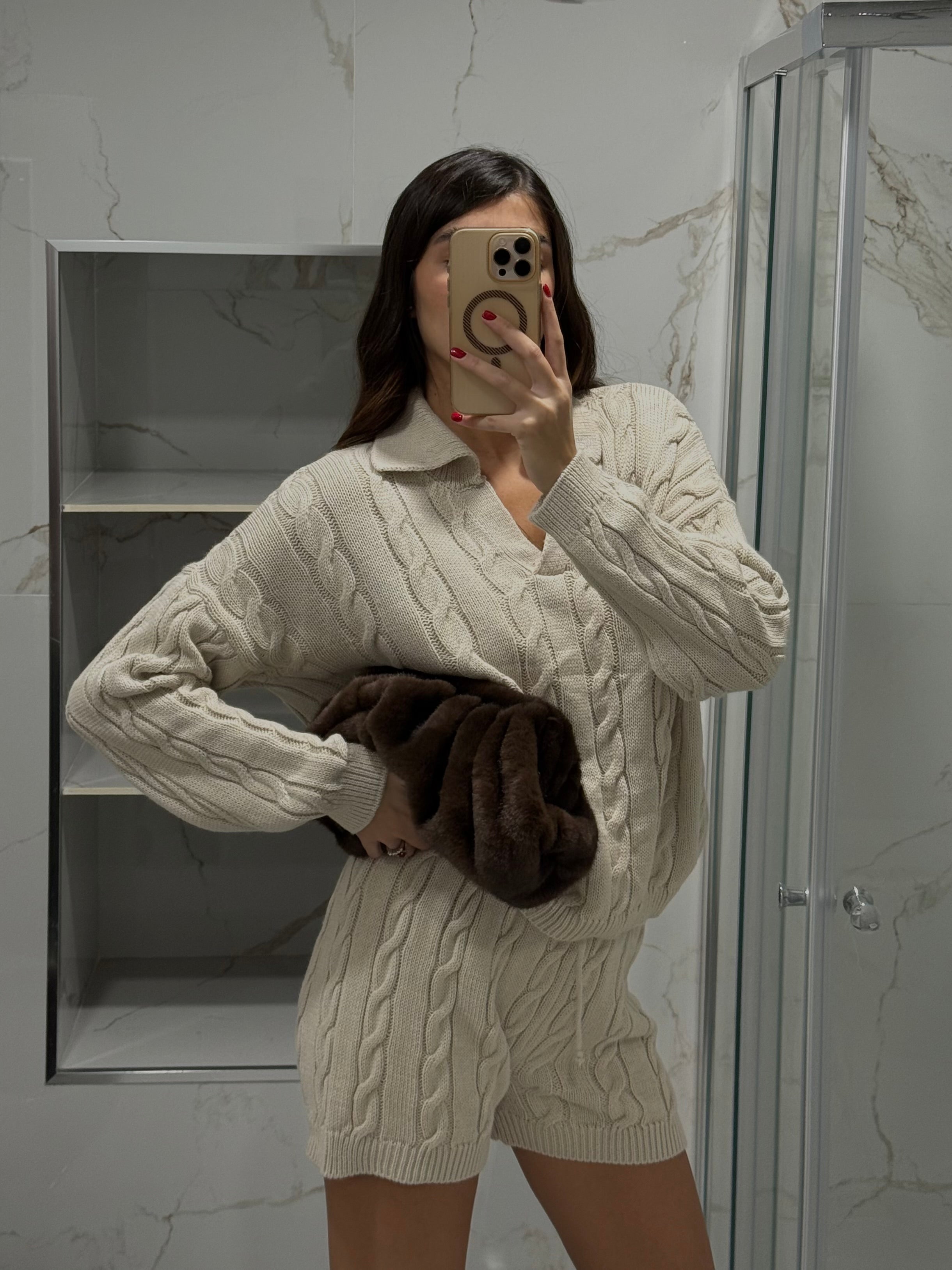 Coordinato trecce beige