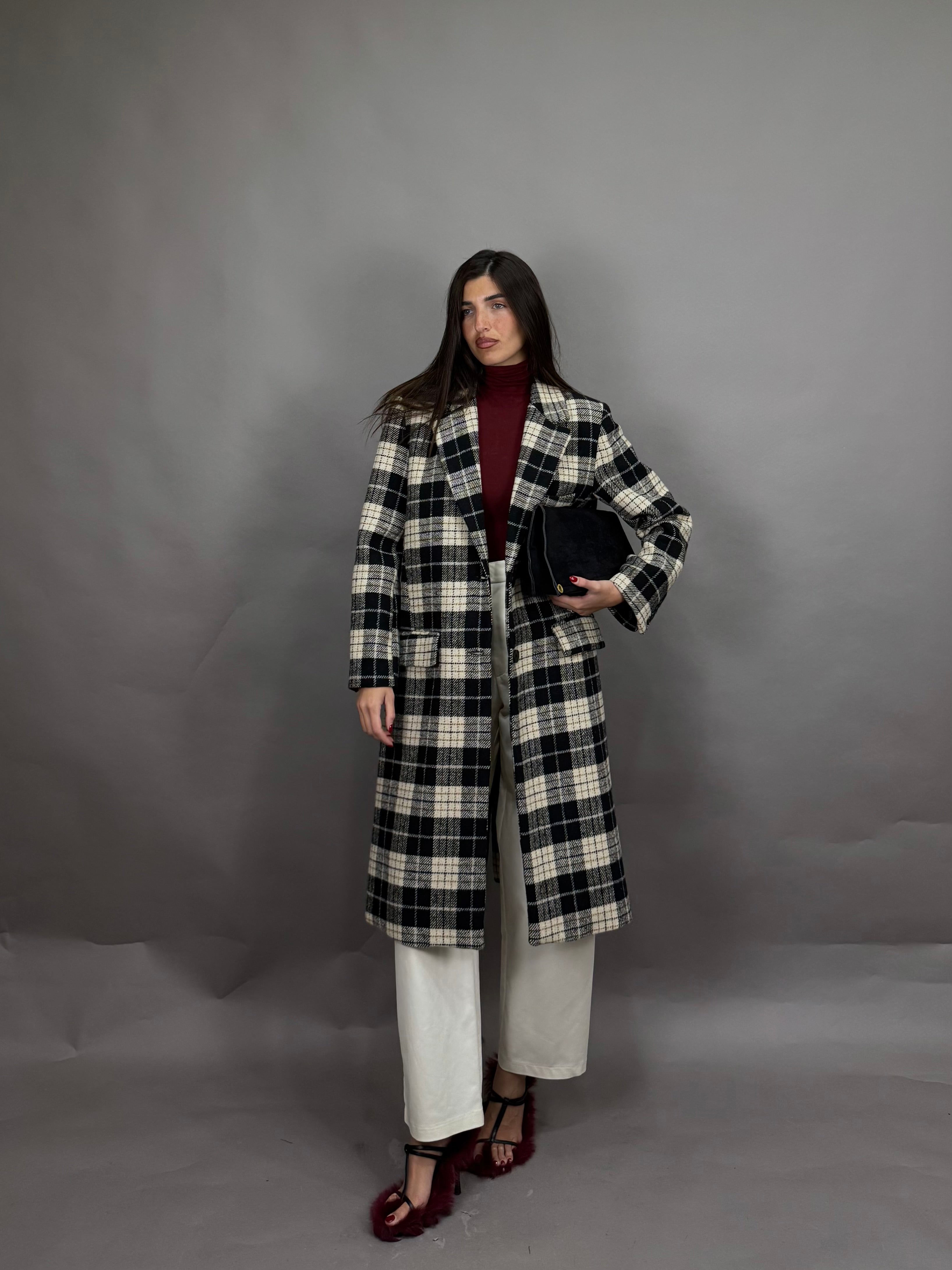 Cappotto quadri lumina nero