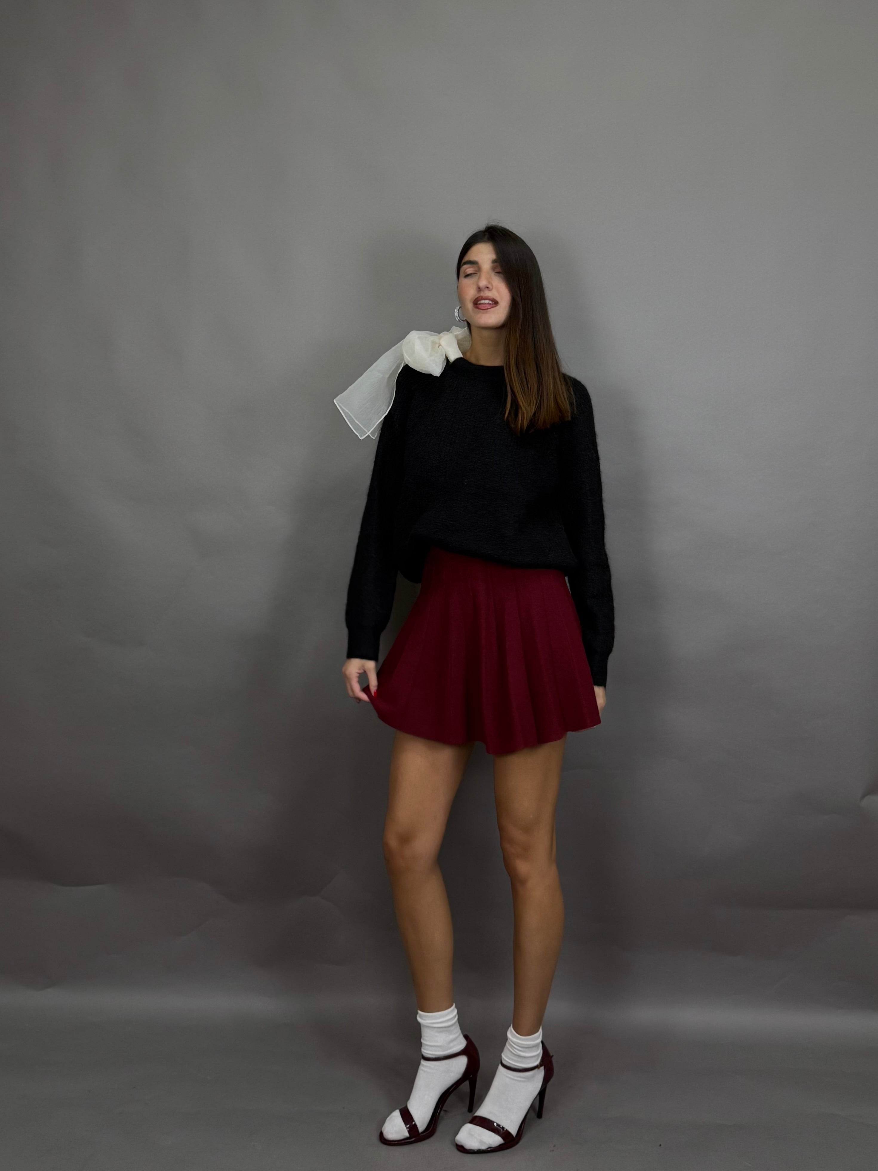 Mini gonna in lana rasata