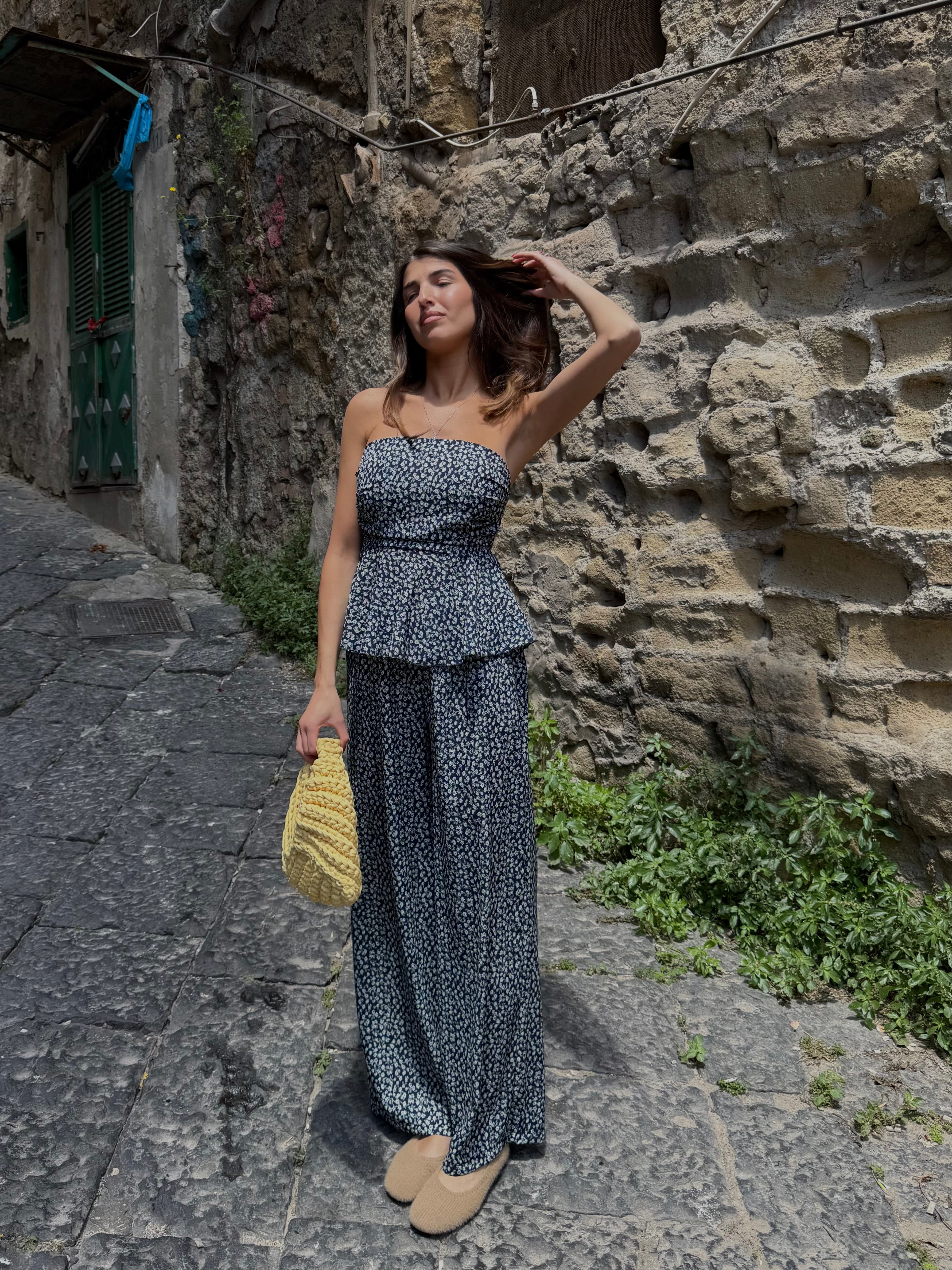 Cord set Amalfi fiori blu - LadyB Shop Online