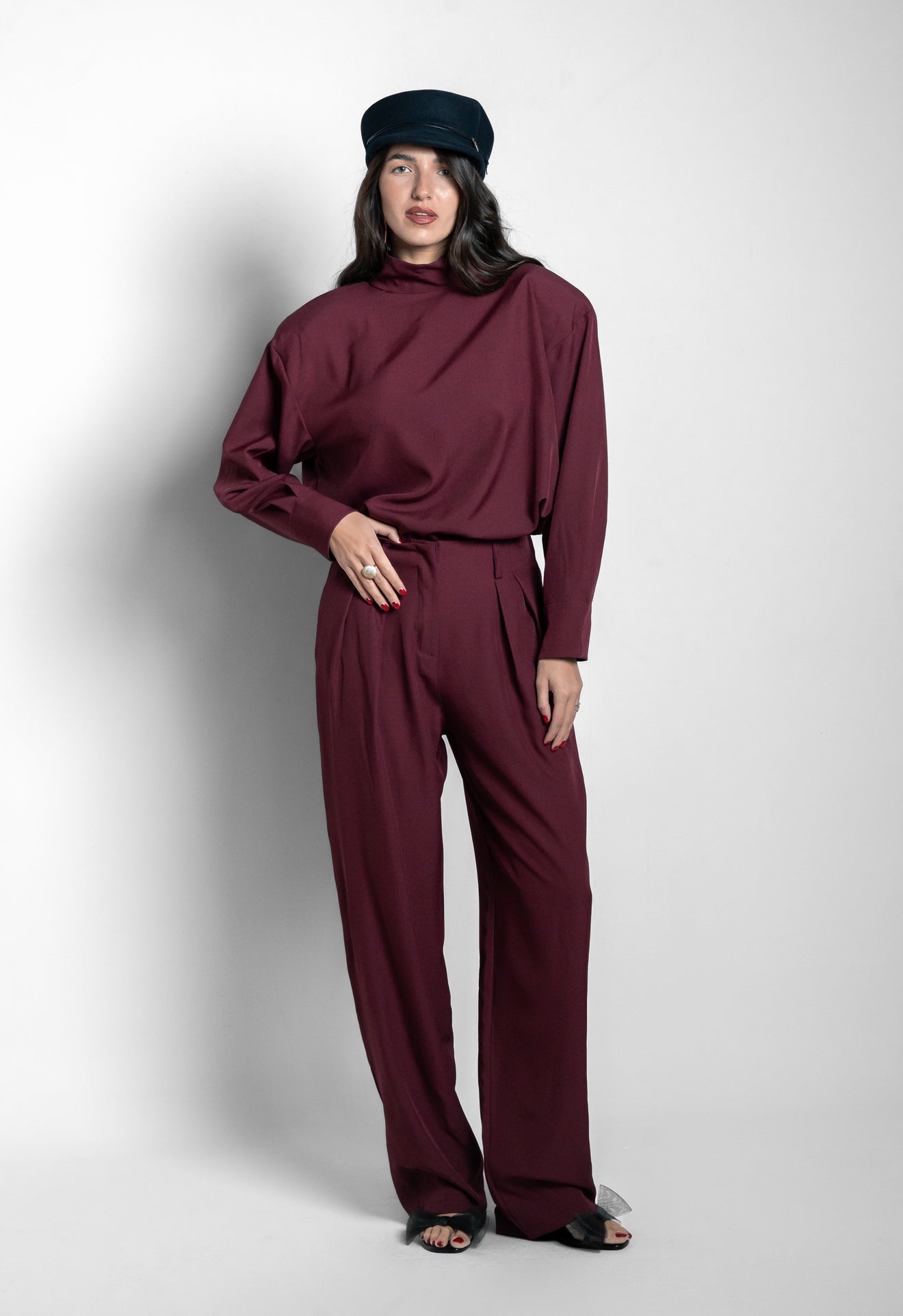 Pantalone taglio sartoriale bordeaux