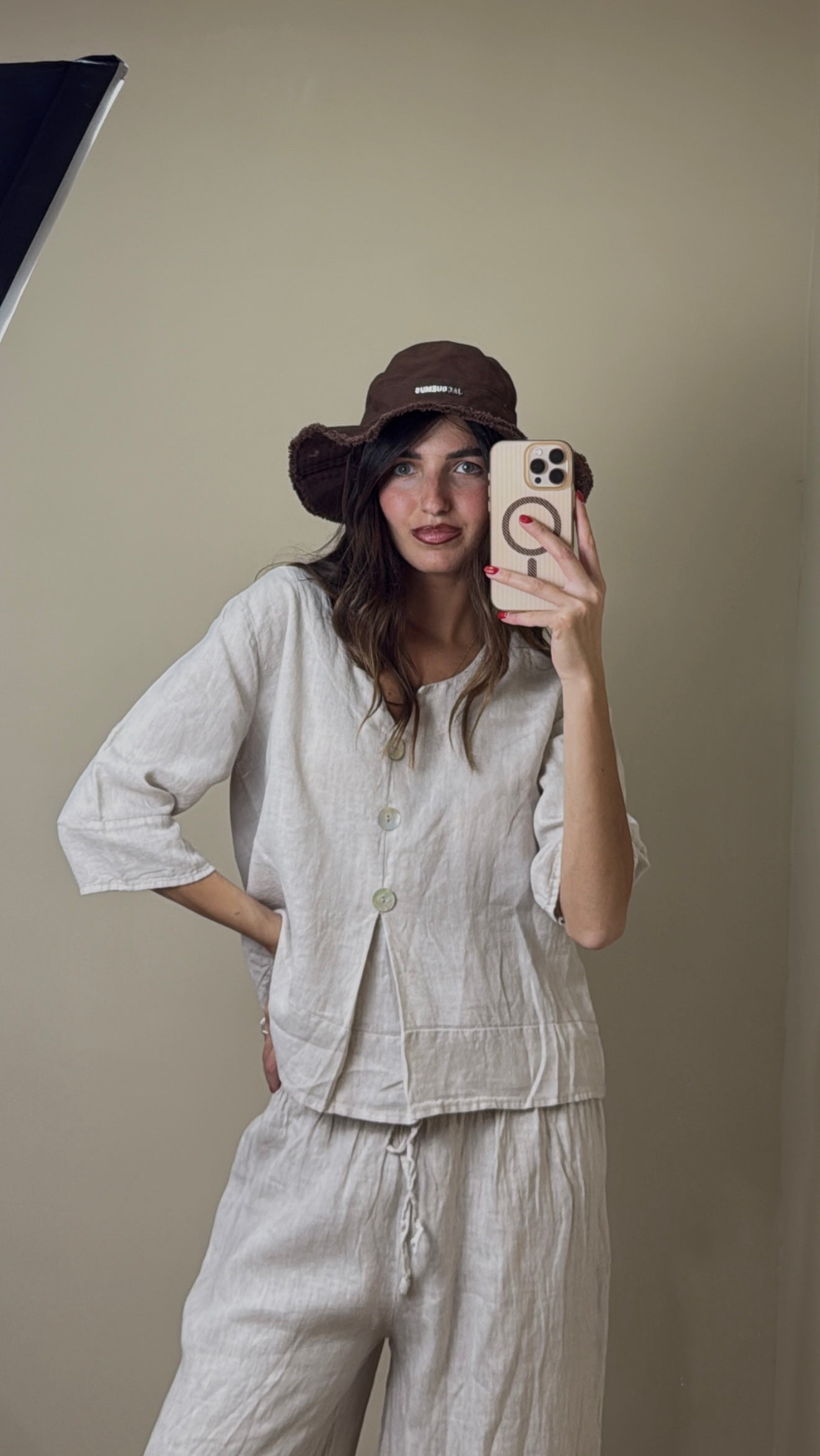 Camicia lino beige - LadyB Shop Online