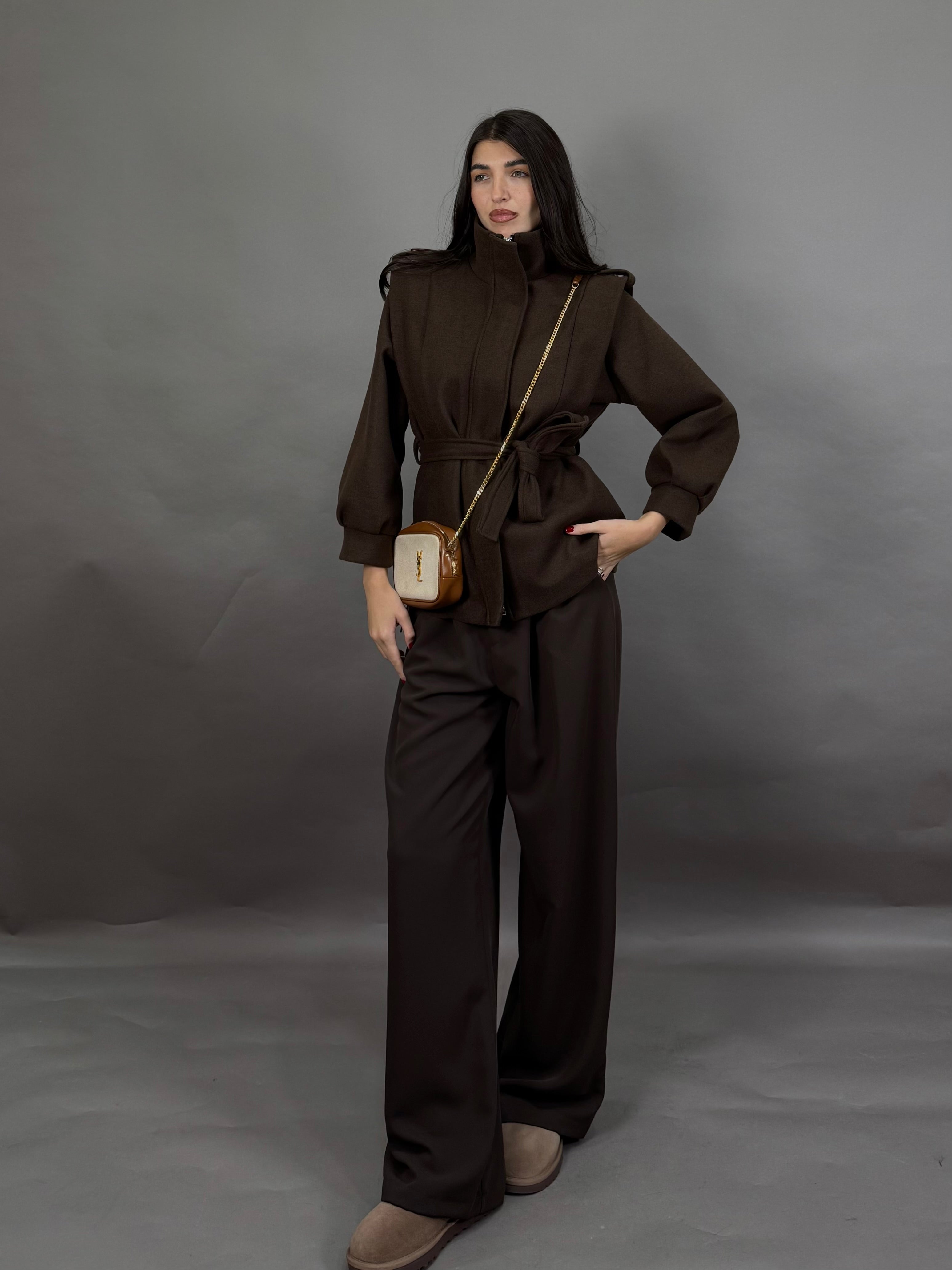 Giacca in panno marrone